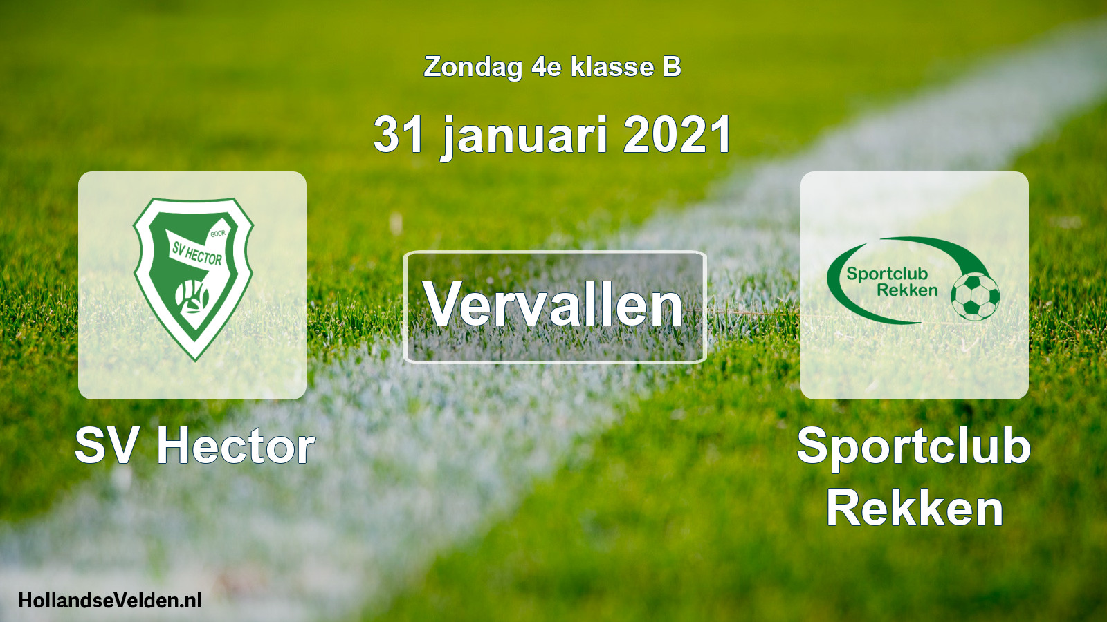 Scheduled Match: SV Hector - Sportclub Rekken (31 January 2021)