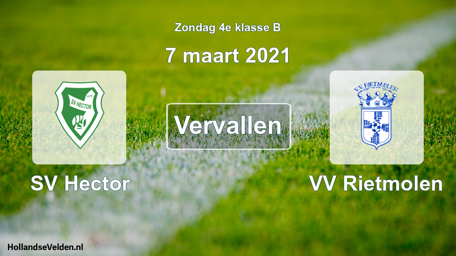 Geplande wedstrijd: SV Hector - VV Rietmolen (7 maart 2021)