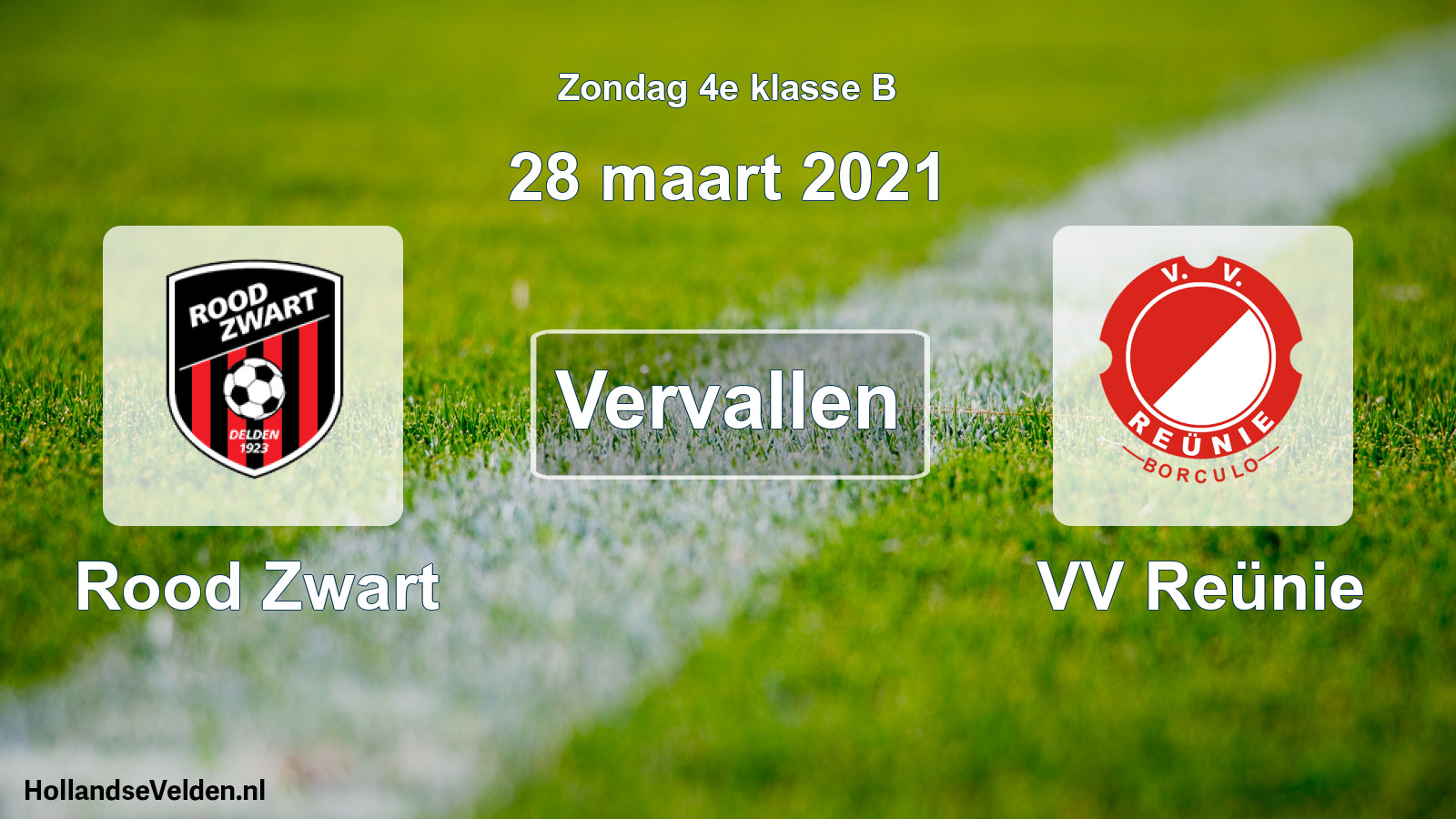 Scheduled Match: Rood Zwart - VV Reünie (28 March 2021)