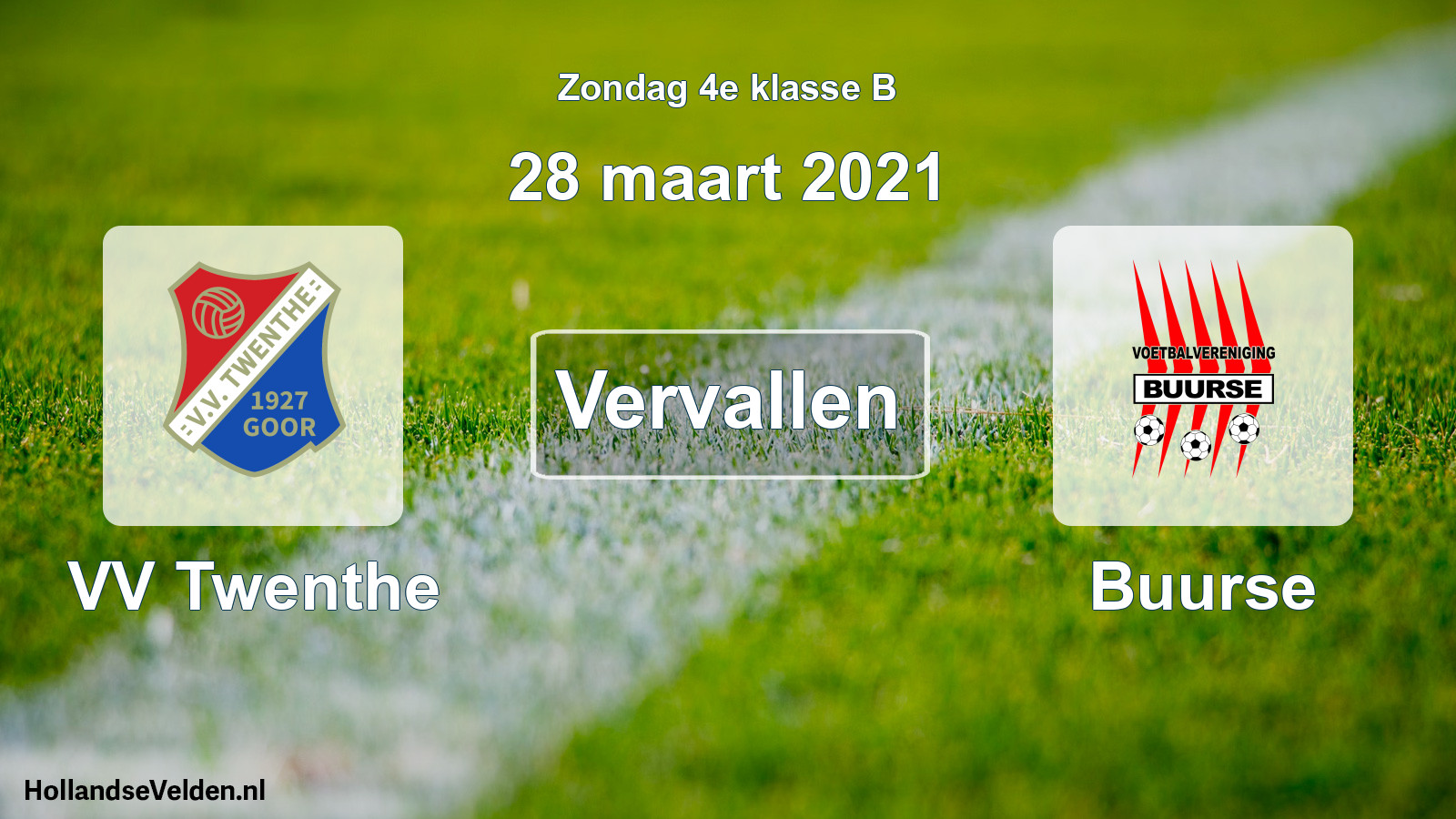 Scheduled Match: VV Twenthe - Buurse (28 March 2021)