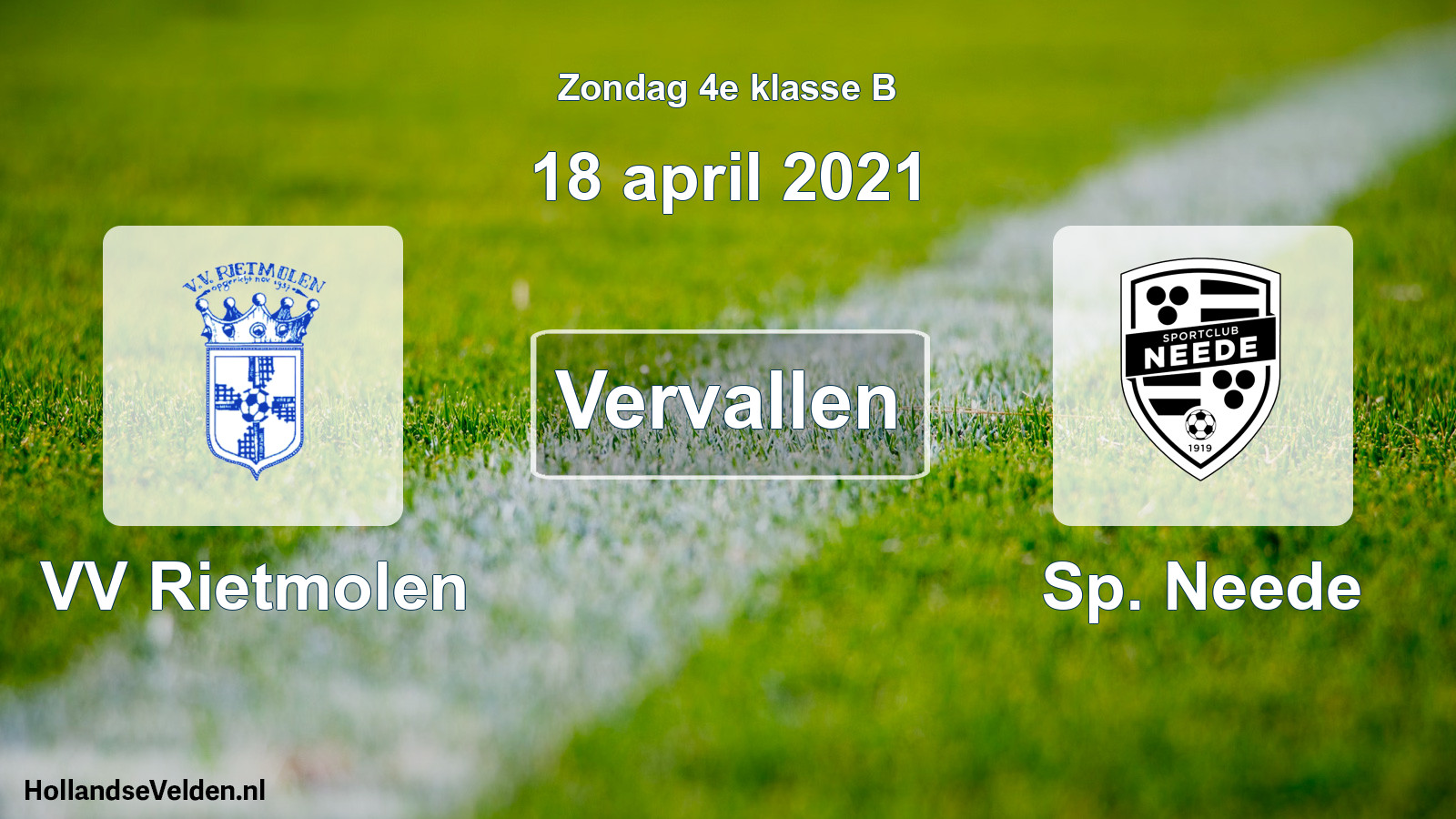 Scheduled Match: VV Rietmolen - Sp. Neede (18 April 2021)