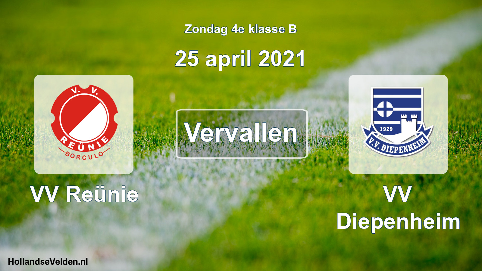 Scheduled Match: VV Reünie - VV Diepenheim (25 April 2021)