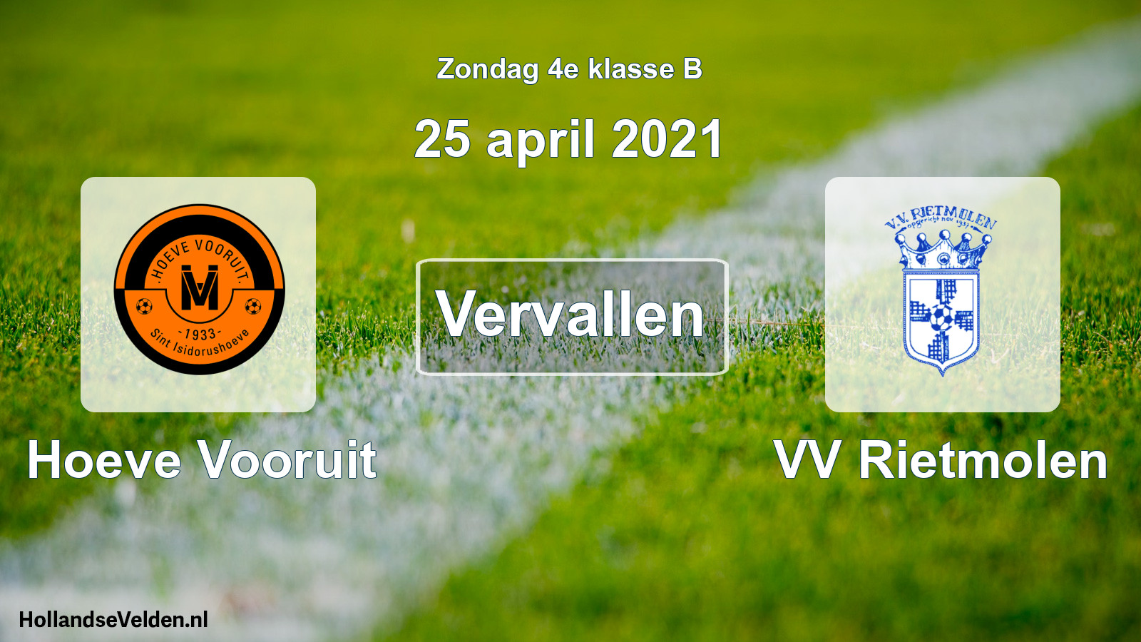 Scheduled Match: Hoeve Vooruit - VV Rietmolen (25 April 2021)