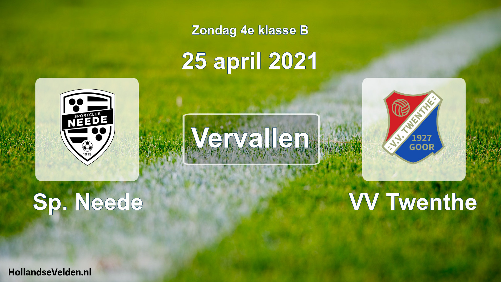Scheduled Match: Sp. Neede - VV Twenthe (25 April 2021)