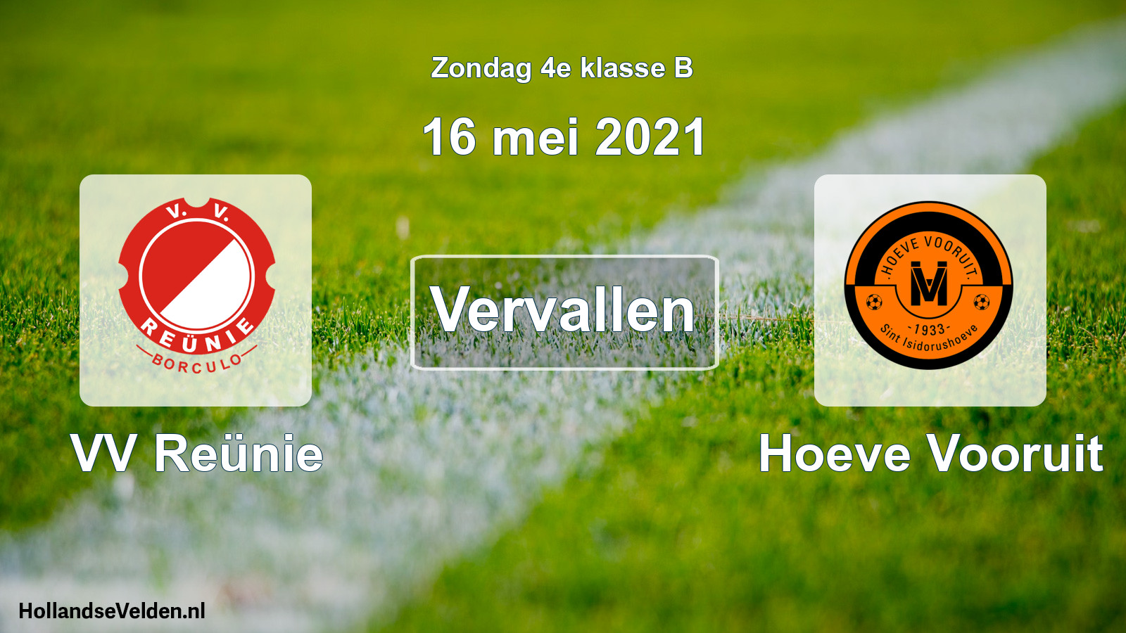 Scheduled Match: VV Reünie - Hoeve Vooruit (16 May 2021)