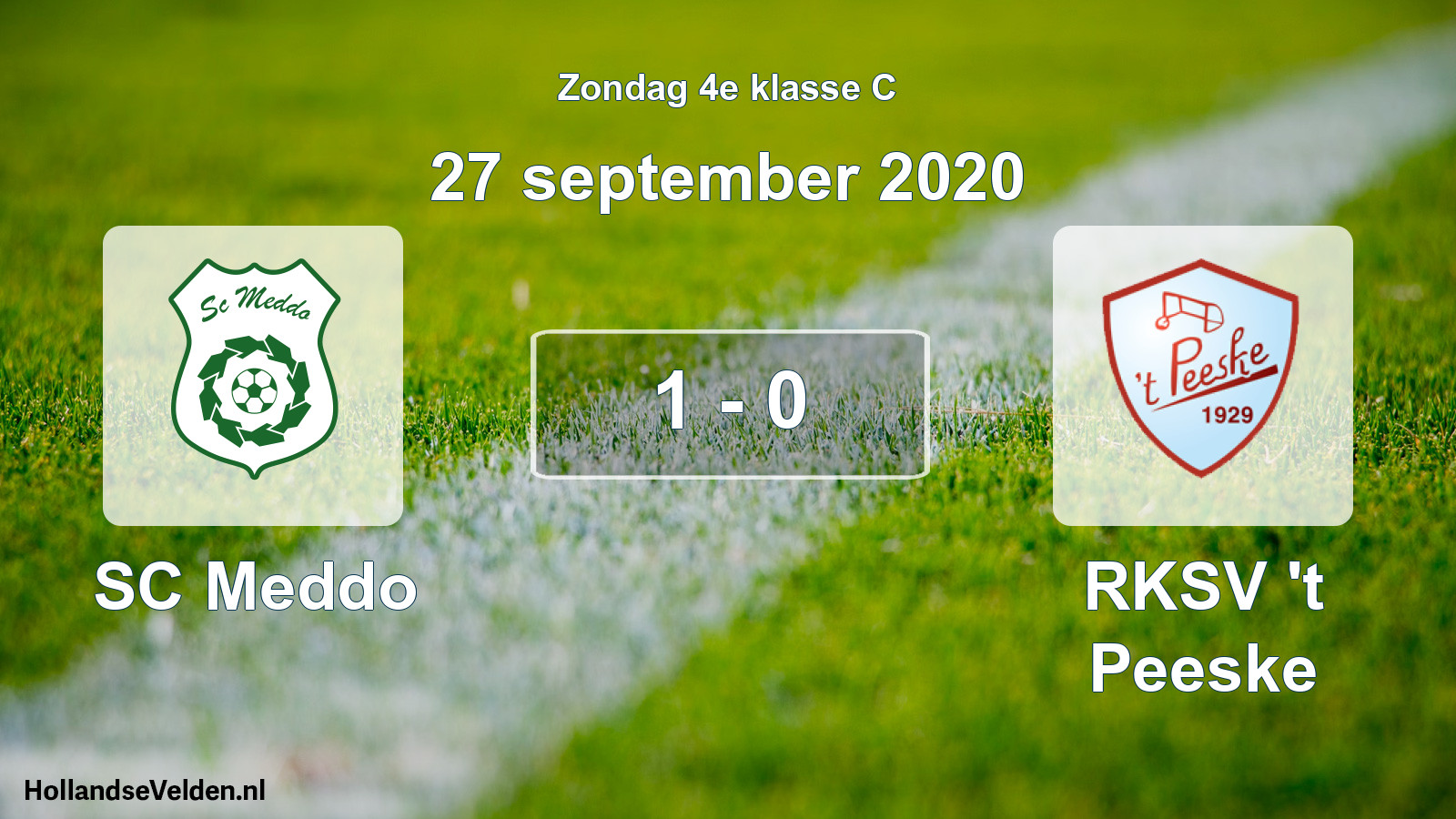 Total number of matches played: SC Meddo - RKSV 't Peeske 1 - 0 (27 September 2020)