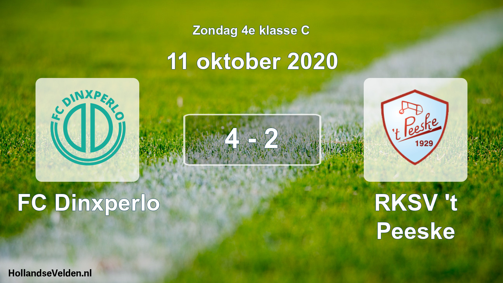 Total number of matches played: FC Dinxperlo - RKSV 't Peeske 4 - 2 (11 October 2020)