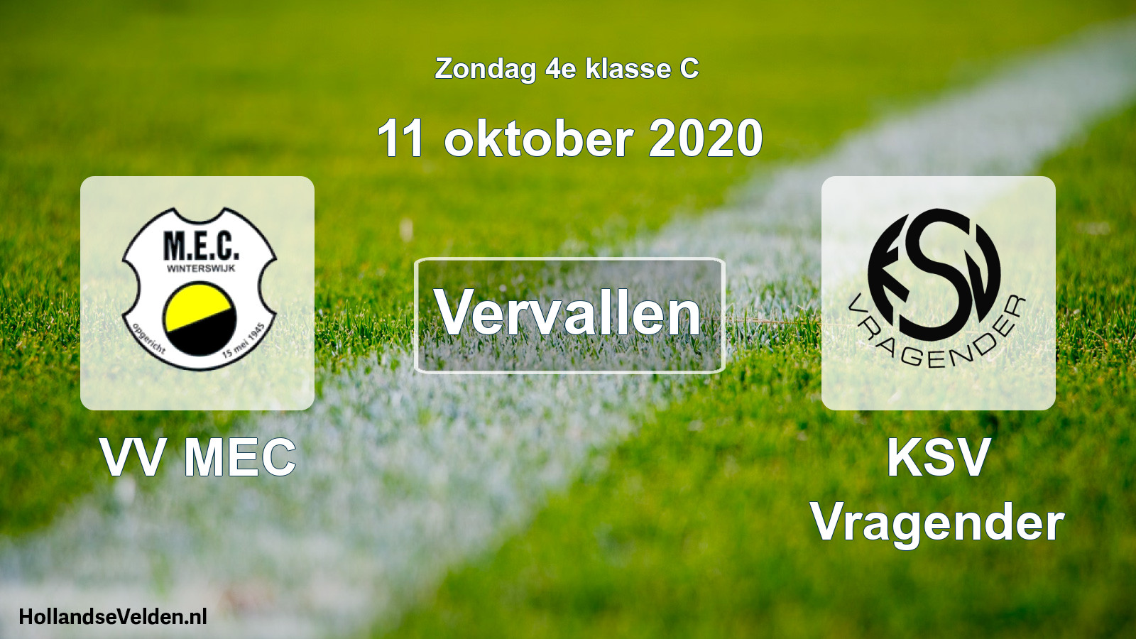 Scheduled Match: VV MEC - KSV Vragender (11 October 2020)