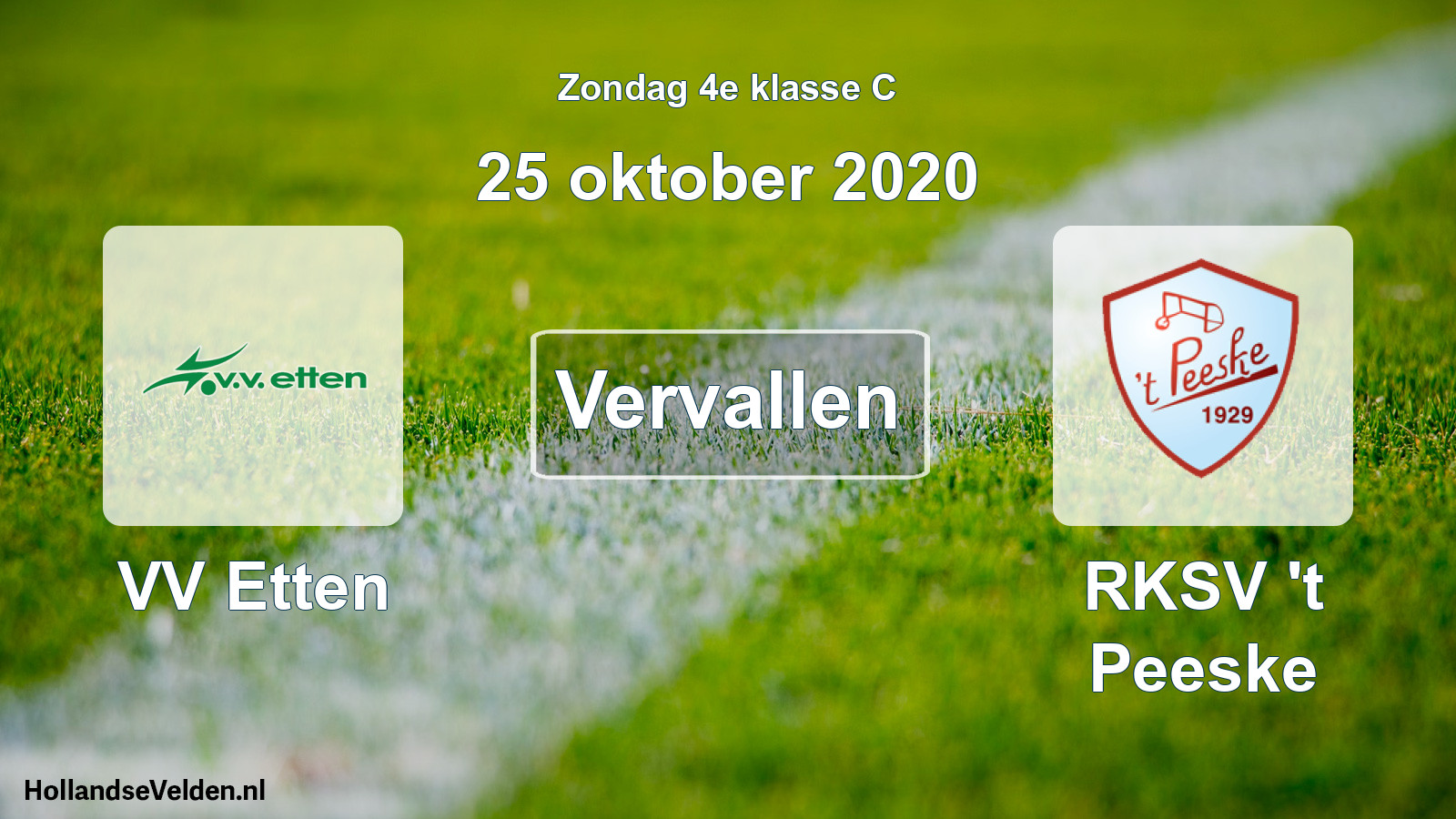 Scheduled Match: VV Etten - RKSV 't Peeske (25 October 2020)