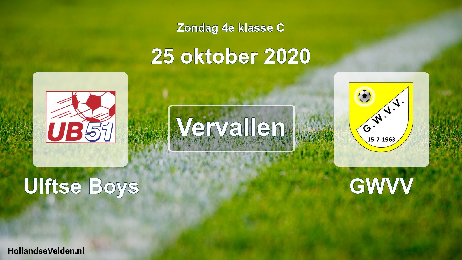 Scheduled Match: Ulftse Boys - GWVV (25 October 2020)