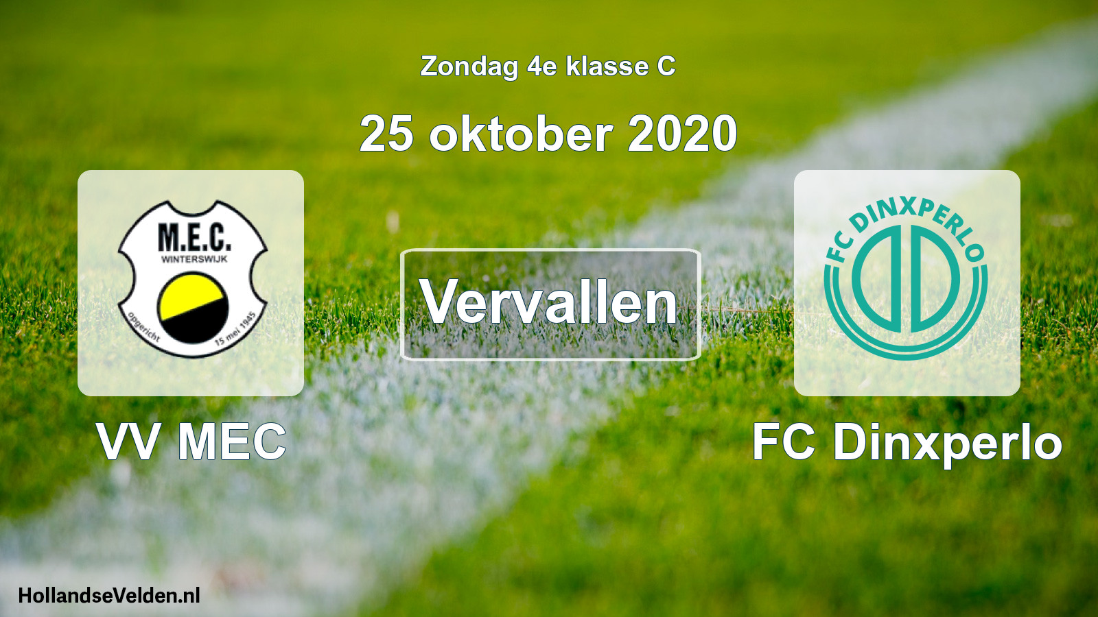 Scheduled Match: VV MEC - FC Dinxperlo (25 October 2020)