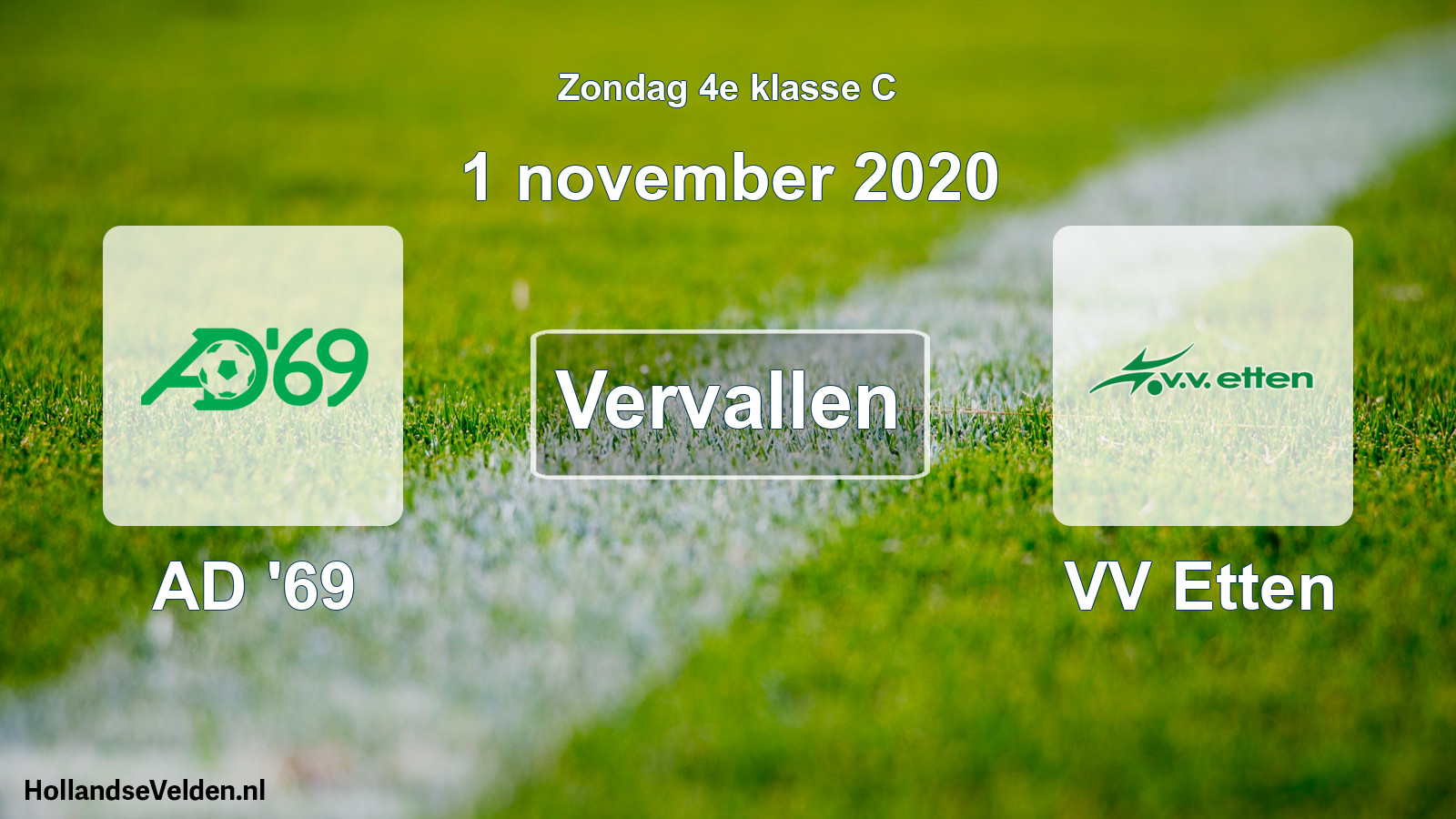 Scheduled Match: AD '69 - VV Etten (1 November 2020)