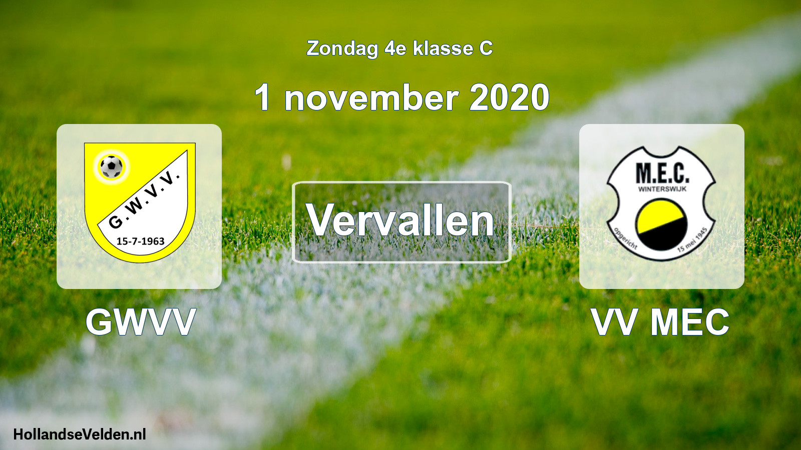 Scheduled Match: GWVV - VV MEC (1 November 2020)
