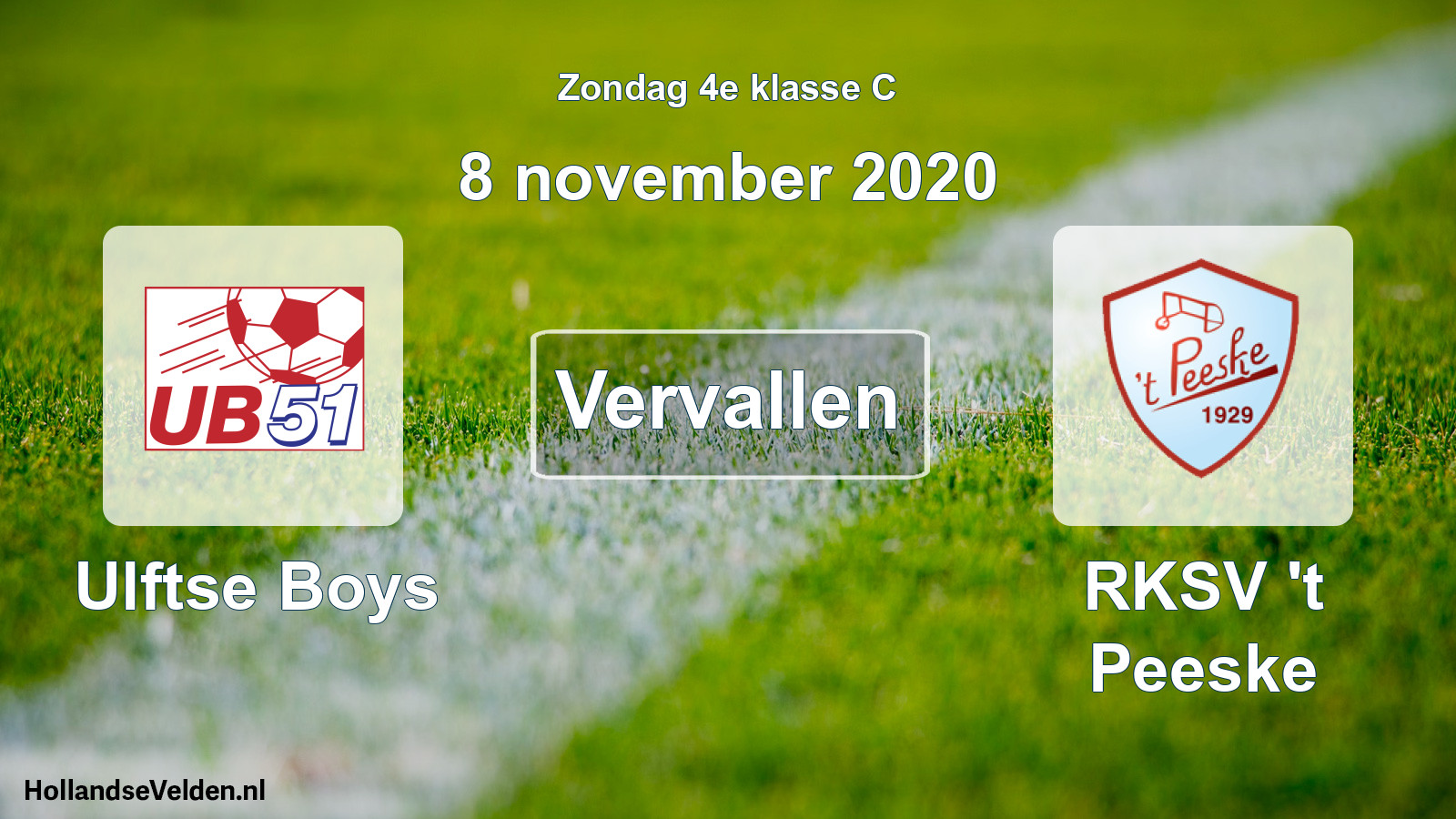 Scheduled Match: Ulftse Boys - RKSV 't Peeske (8 November 2020)