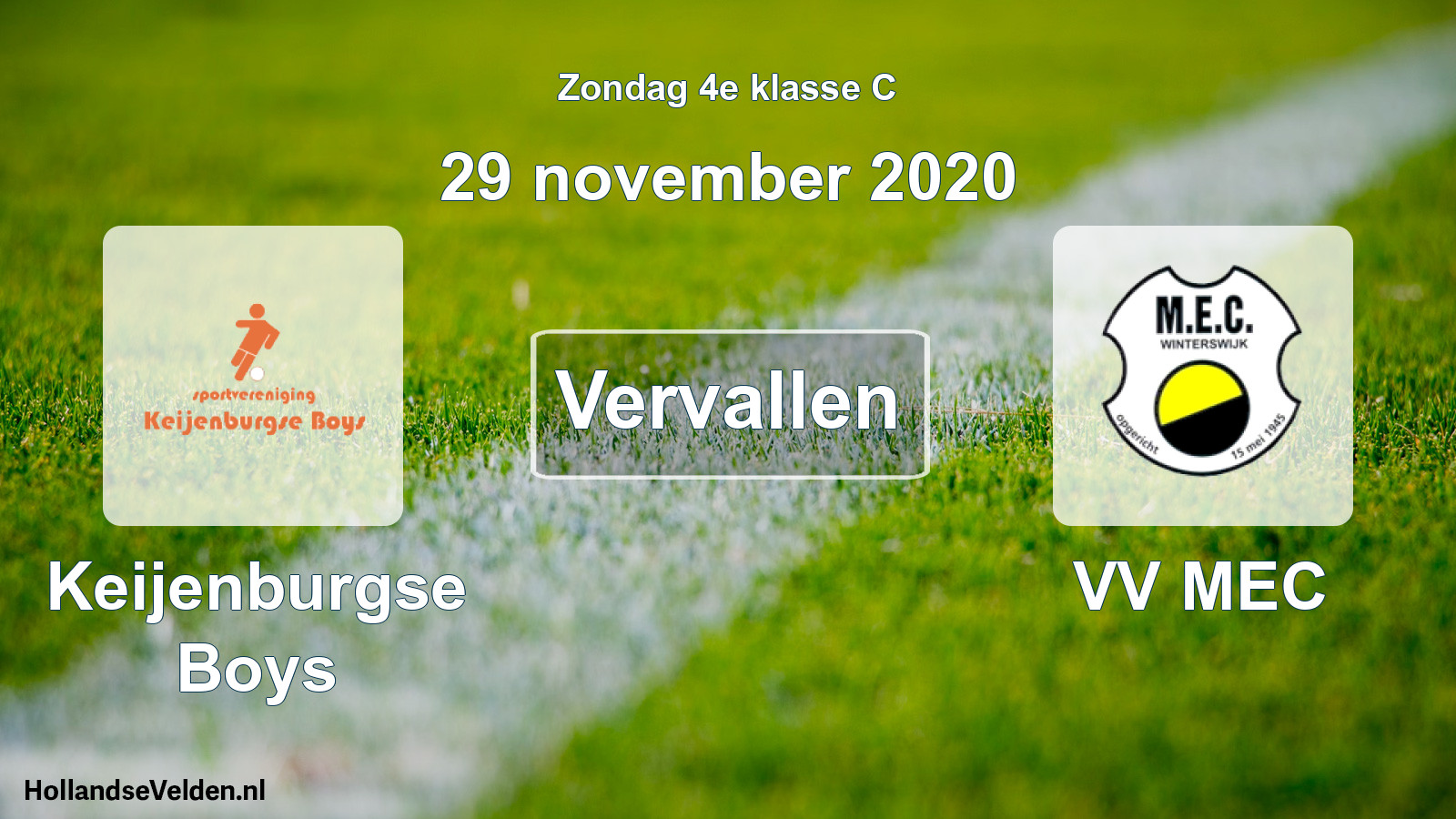 Scheduled Match: Keijenburgse Boys - VV MEC (29 November 2020)