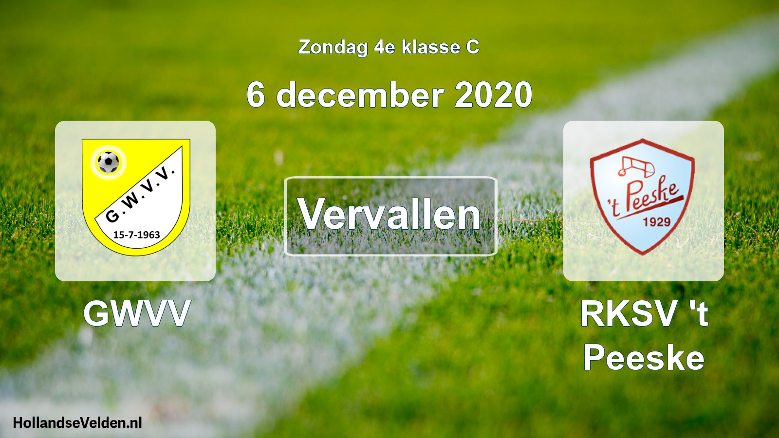 Scheduled Match: GWVV - RKSV 't Peeske (6 December 2020)