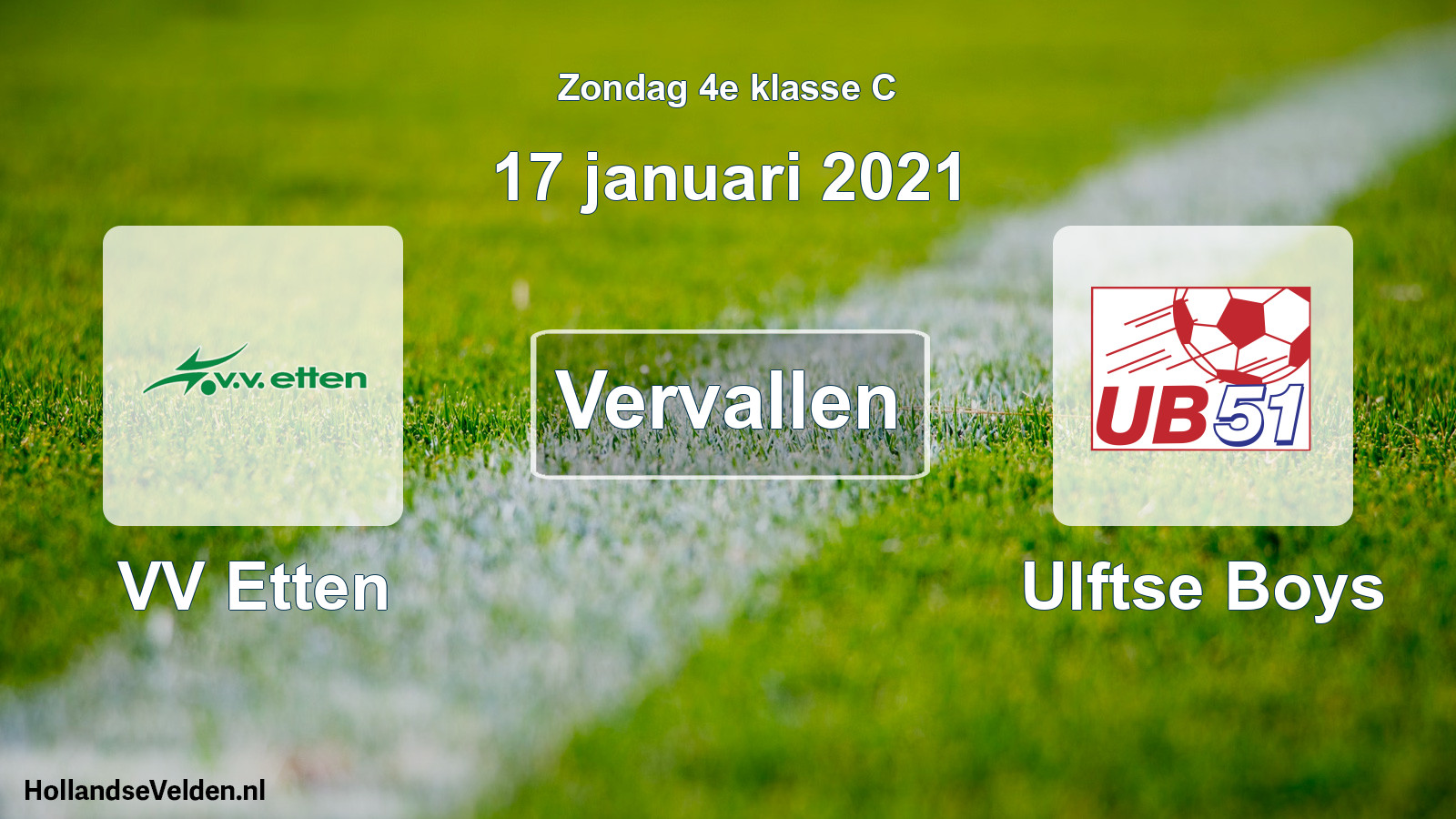 Scheduled Match: VV Etten - Ulftse Boys (17 January 2021)