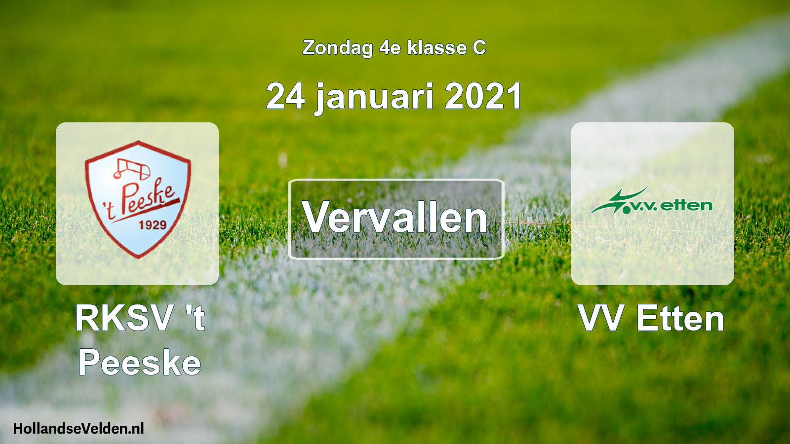 Scheduled Match: RKSV 't Peeske - VV Etten (24 January 2021)