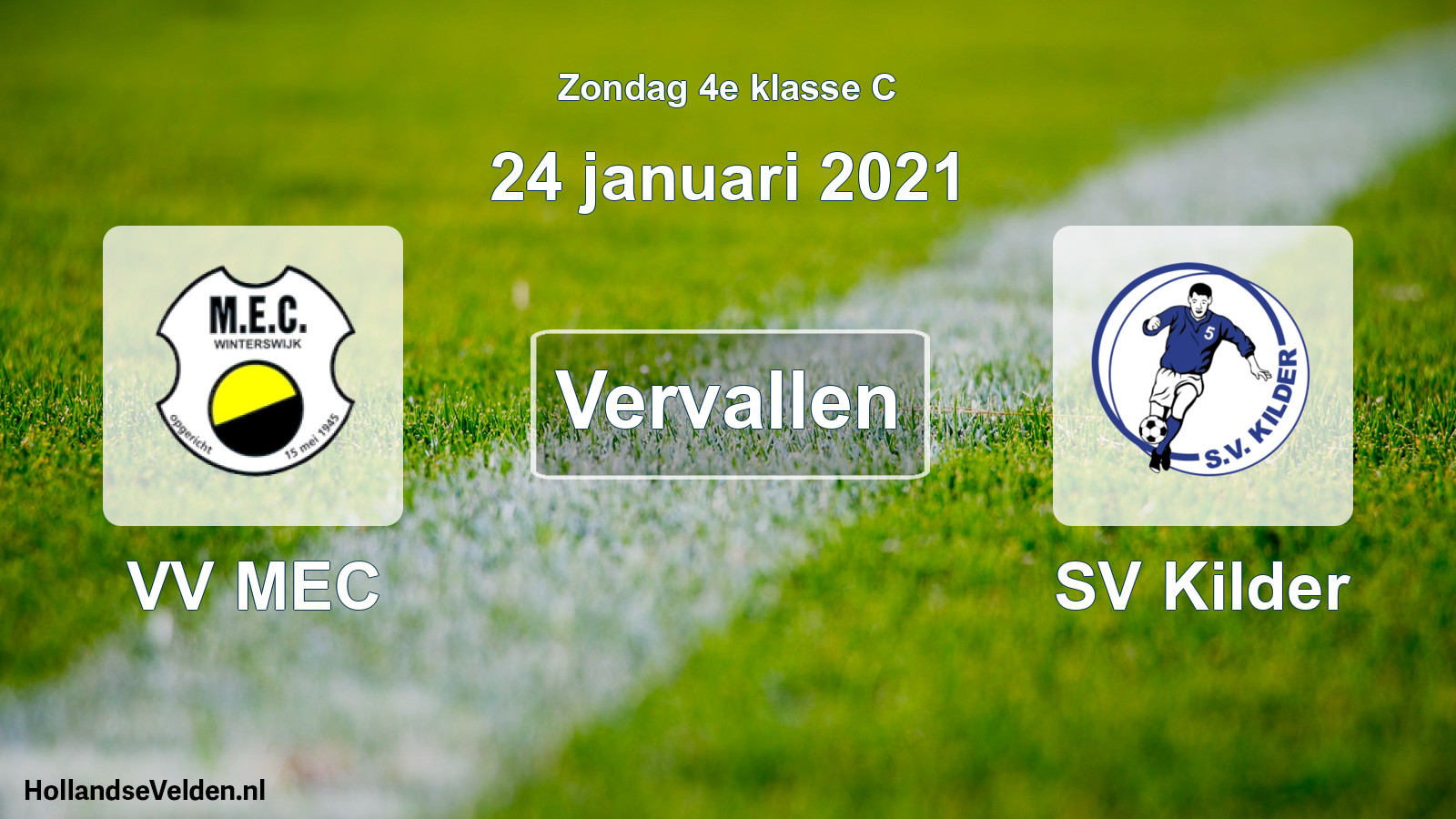 Scheduled Match: VV MEC - SV Kilder (24 January 2021)