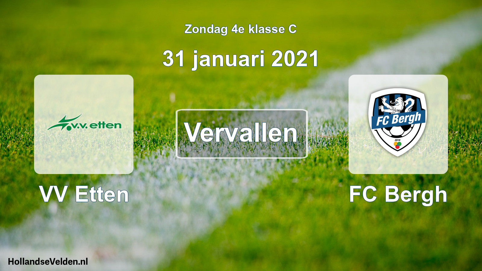 Scheduled Match: VV Etten - FC Bergh (31 January 2021)