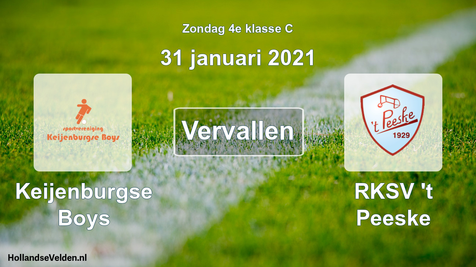 Scheduled Match: Keijenburgse Boys - RKSV 't Peeske (31 January 2021)