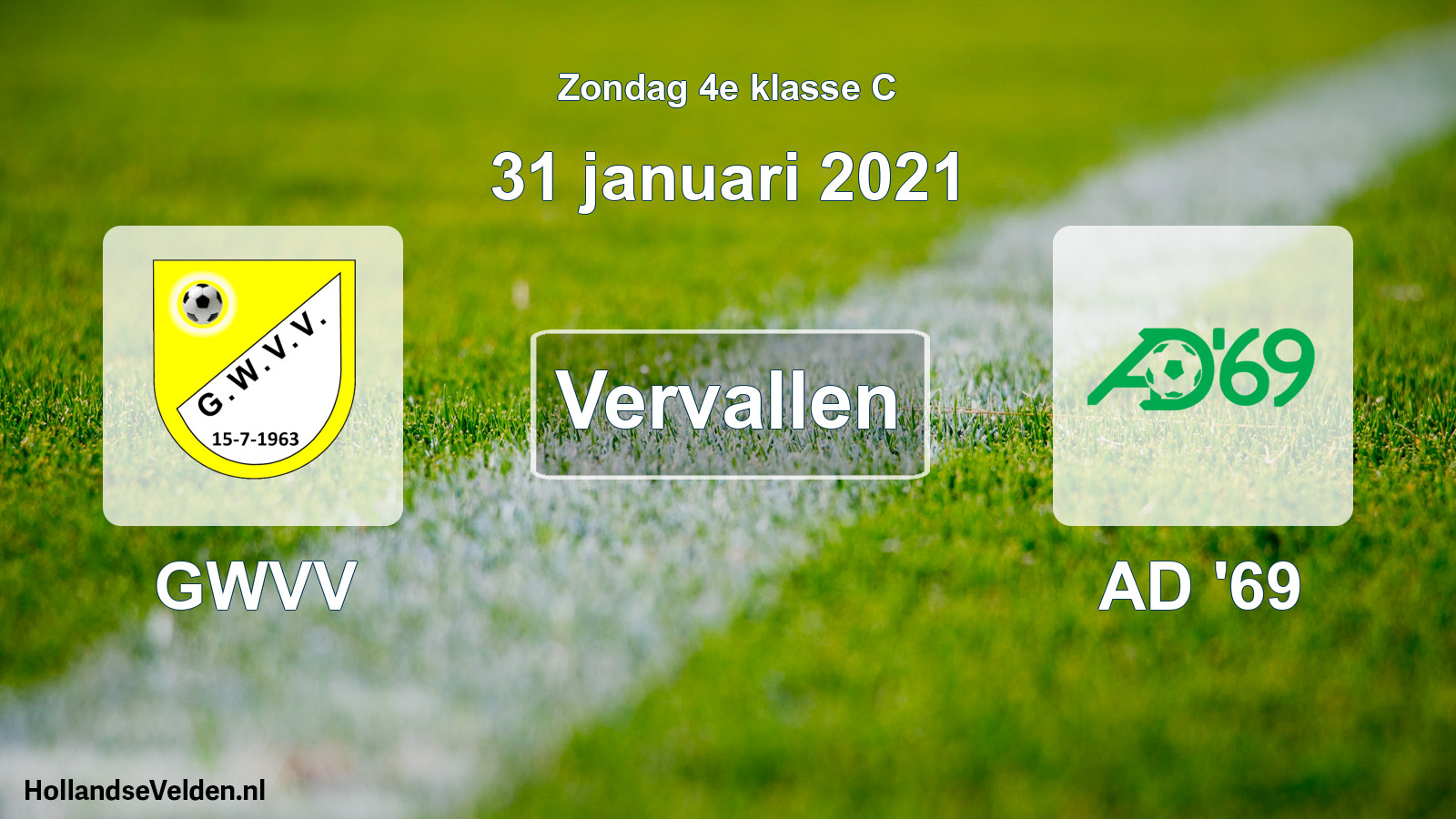 Scheduled Match: GWVV - AD '69 (31 January 2021)