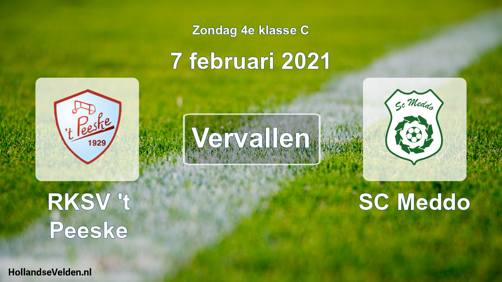 Scheduled Match: RKSV 't Peeske - SC Meddo (7 February 2021)