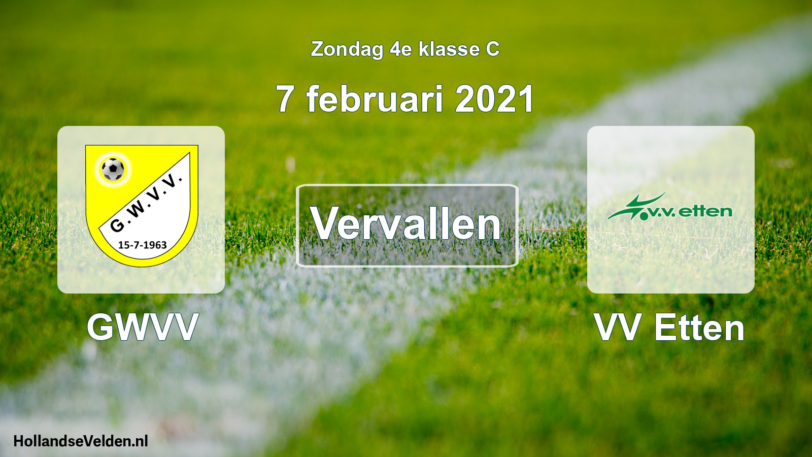 Scheduled Match: GWVV - VV Etten (7 February 2021)