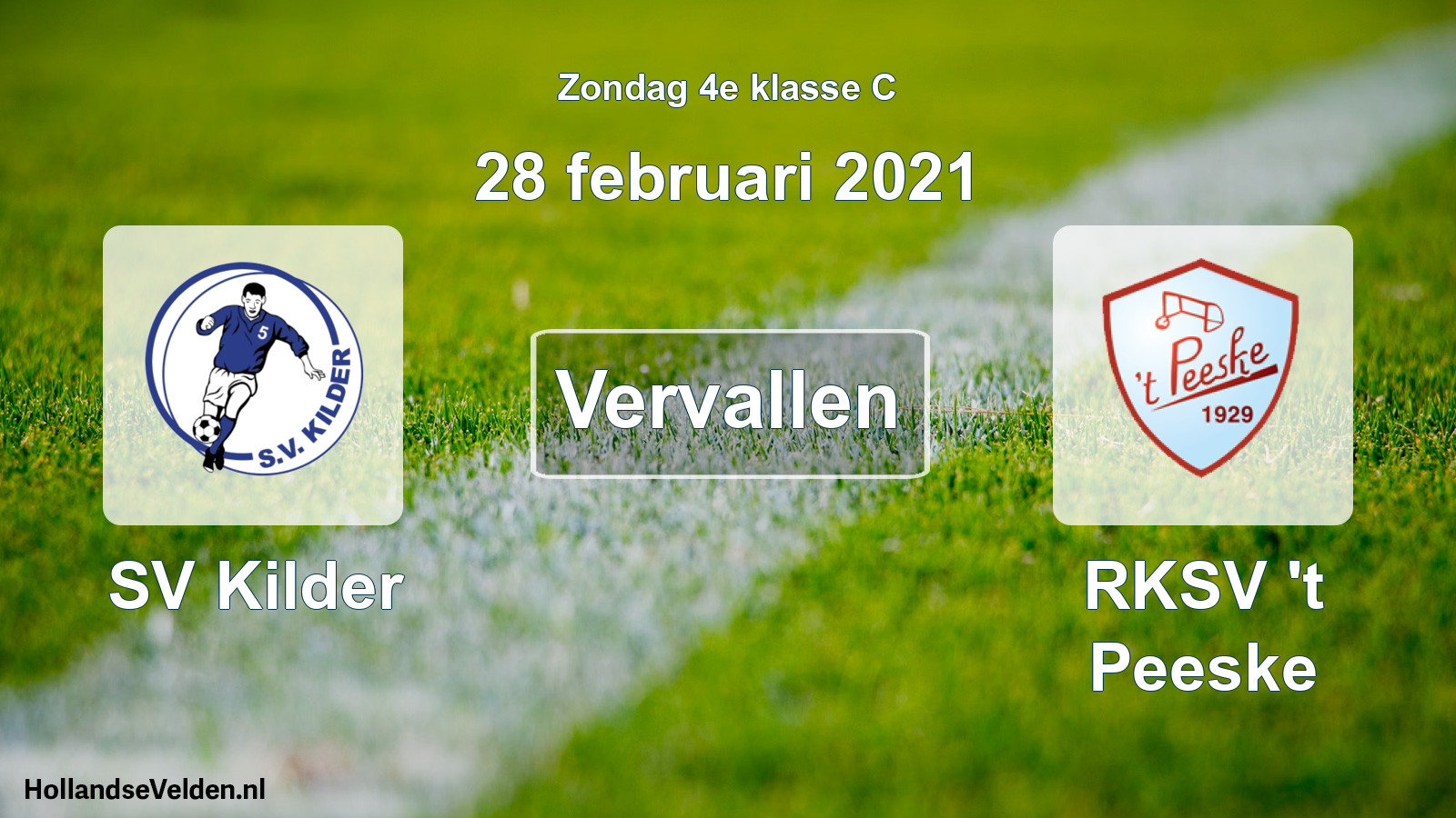 Scheduled Match: SV Kilder - RKSV 't Peeske (28 February 2021)