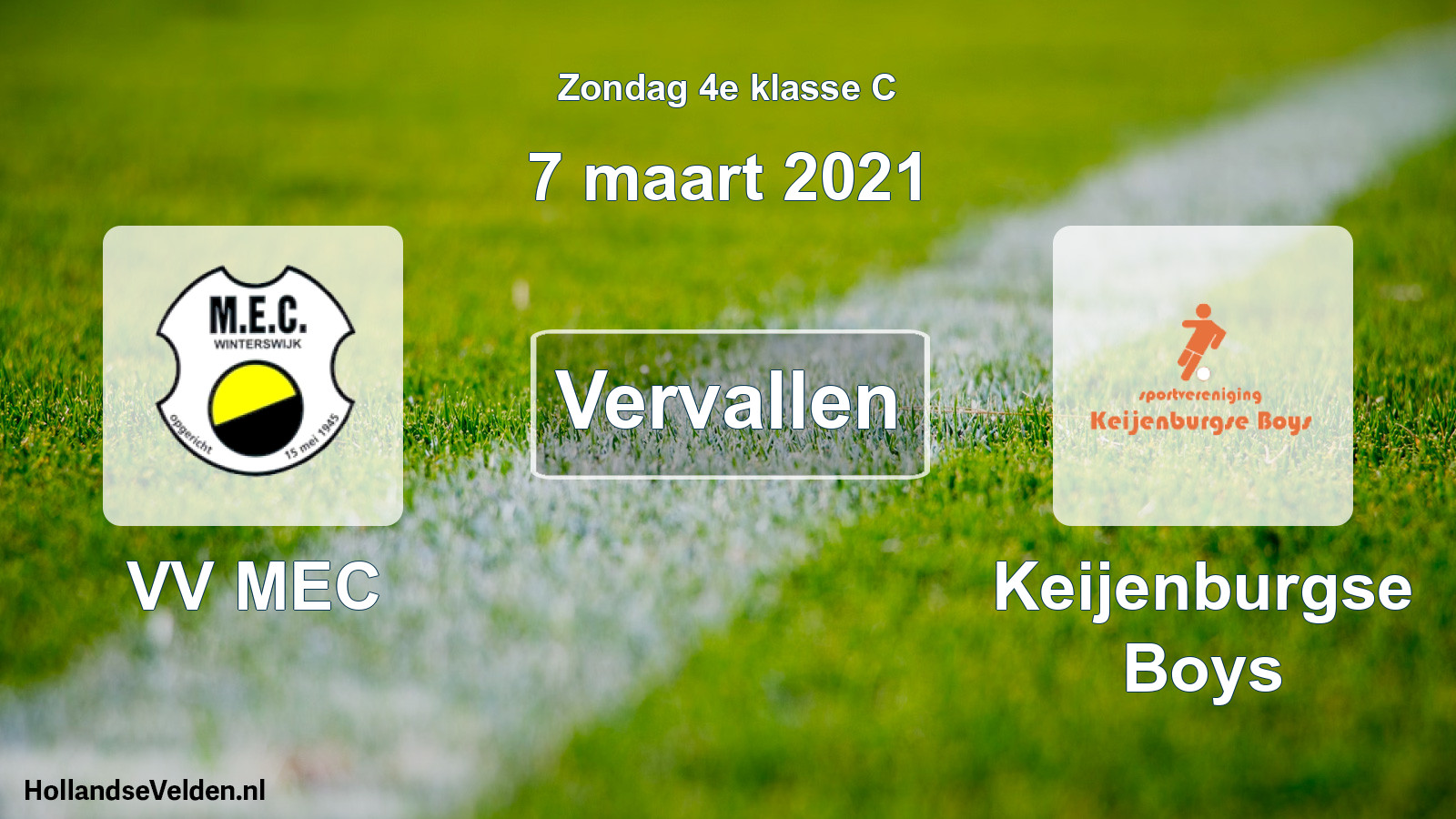 Scheduled Match: VV MEC - Keijenburgse Boys (7 March 2021)