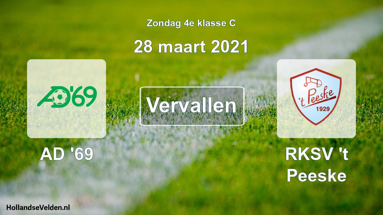 Scheduled Match: AD '69 - RKSV 't Peeske (28 March 2021)