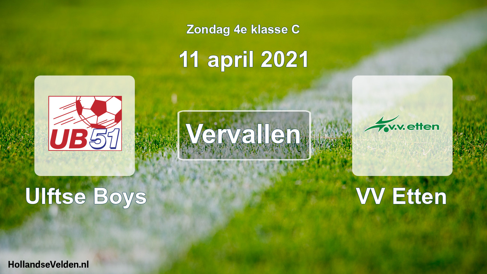 Scheduled Match: Ulftse Boys - VV Etten (11 April 2021)