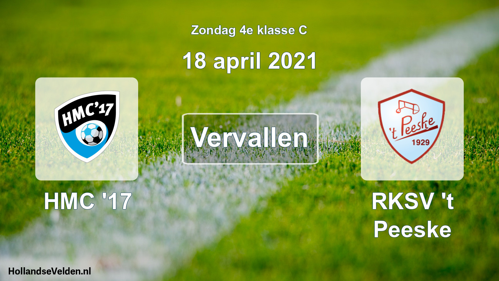 Scheduled Match: HMC '17 - RKSV 't Peeske (18 April 2021)