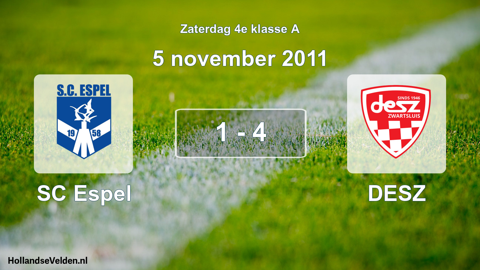 Total number of matches played: SC Espel - DESZ 1 - 4 (5 November 2011)