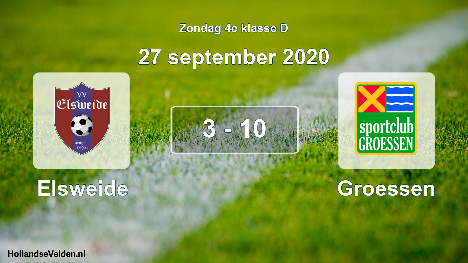 Total number of matches played: Elsweide - Groessen 3 - 10 (27 September 2020)