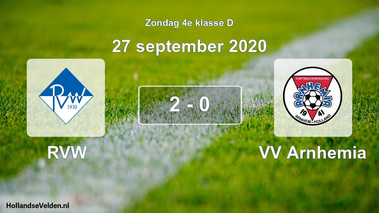 Total number of matches played: RVW - VV Arnhemia 2 - 0 (27 September 2020)