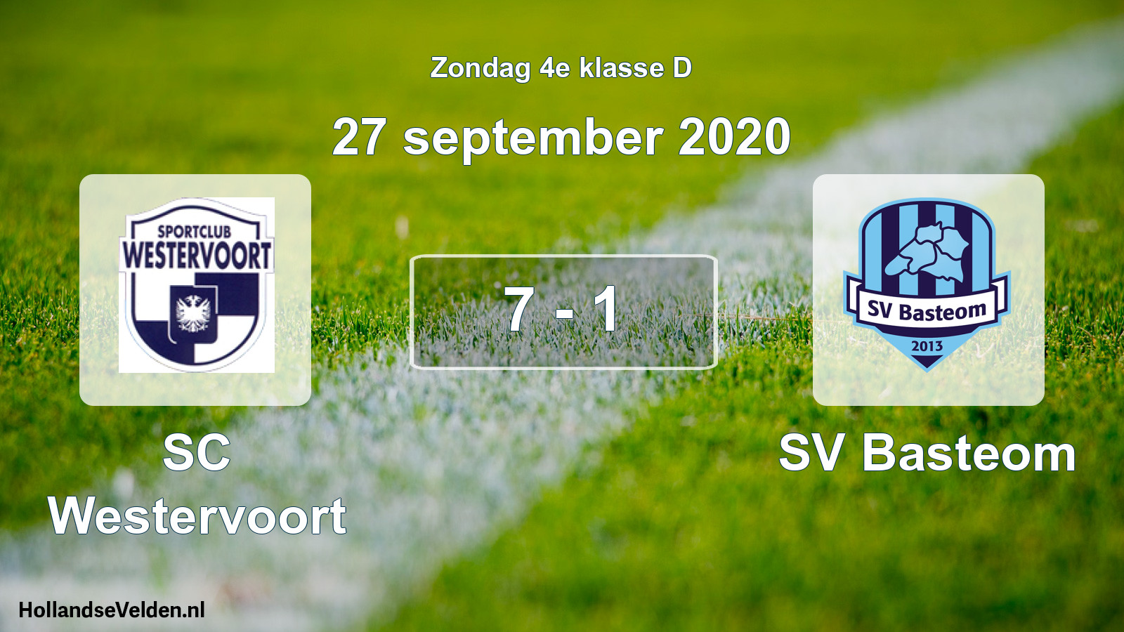 Total number of matches played: SC Westervoort - SV Basteom 7 - 1 (27 September 2020)