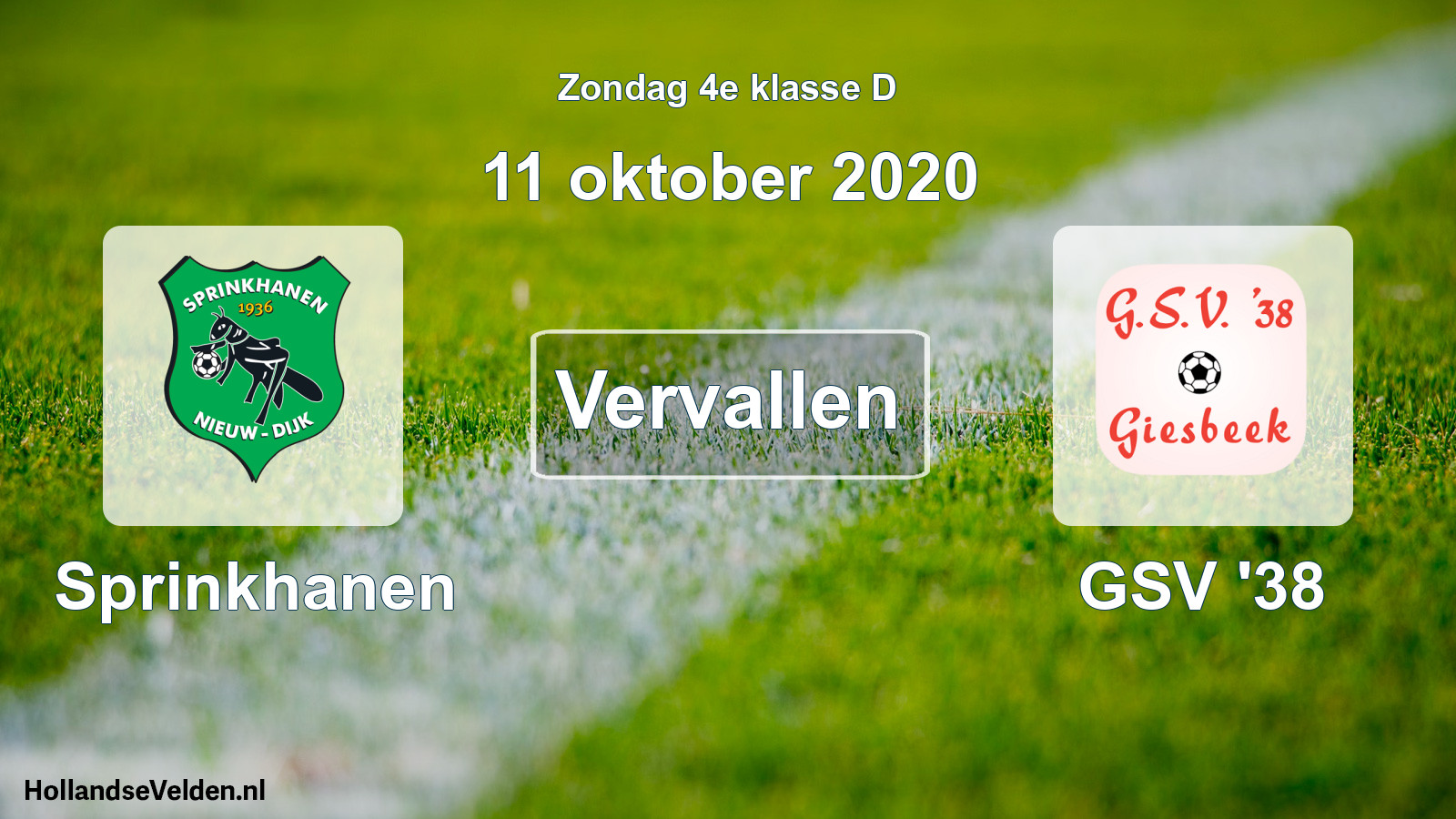 Scheduled Match: Sprinkhanen - GSV '38 (11 October 2020)