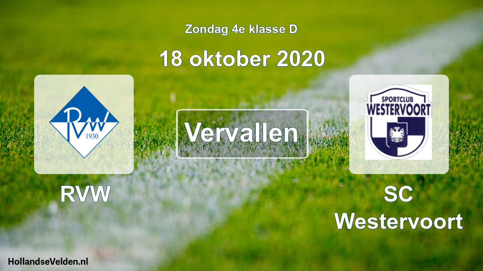 Scheduled Match: RVW - SC Westervoort (18 October 2020)