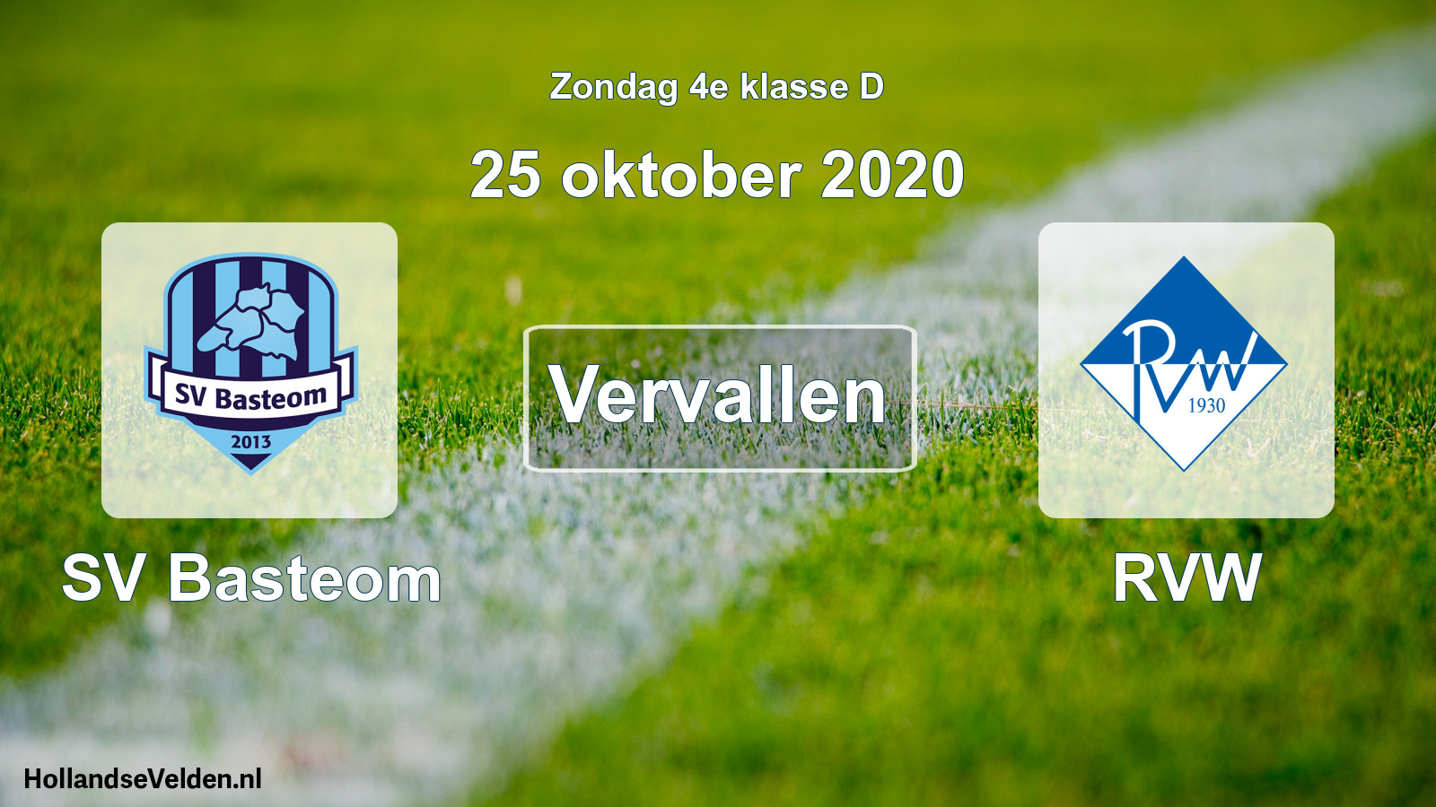 Scheduled Match: SV Basteom - RVW (25 October 2020)