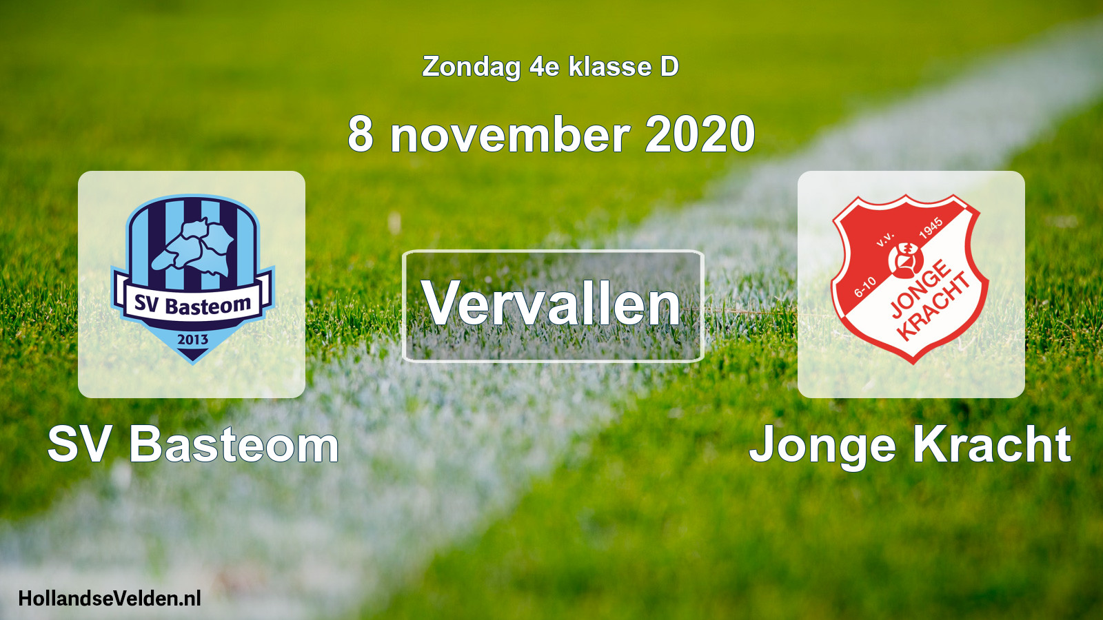 Scheduled Match: SV Basteom - Jonge Kracht (8 November 2020)