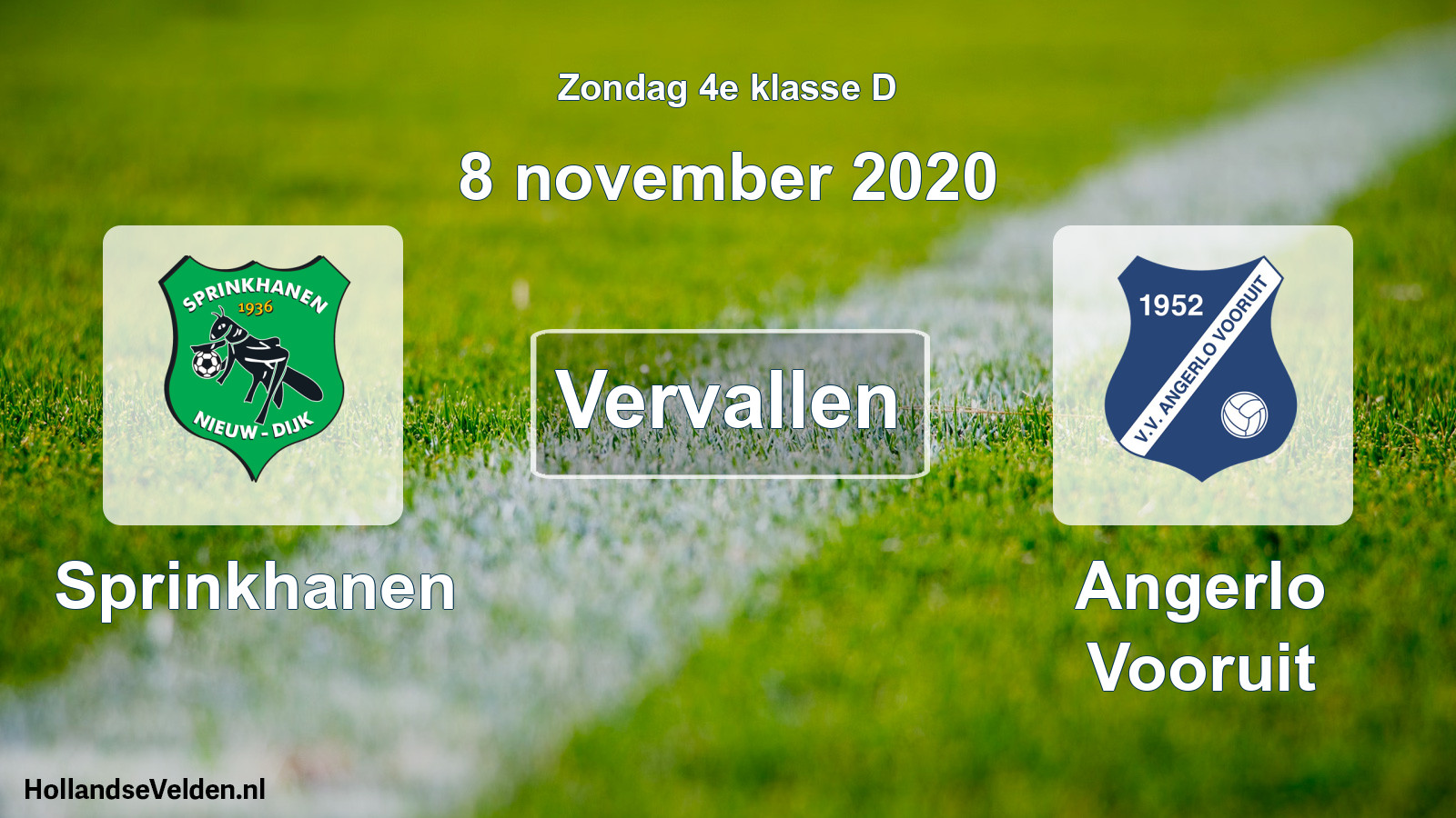 Scheduled Match: Sprinkhanen - Angerlo Vooruit (8 November 2020)