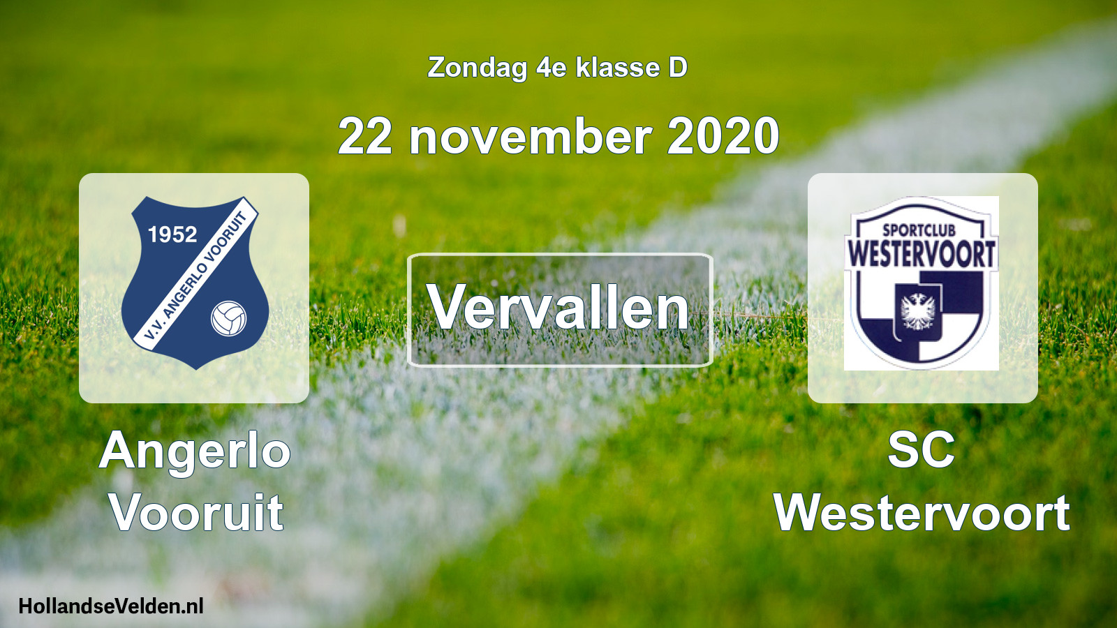 Scheduled Match: Angerlo Vooruit - SC Westervoort (22 November 2020)