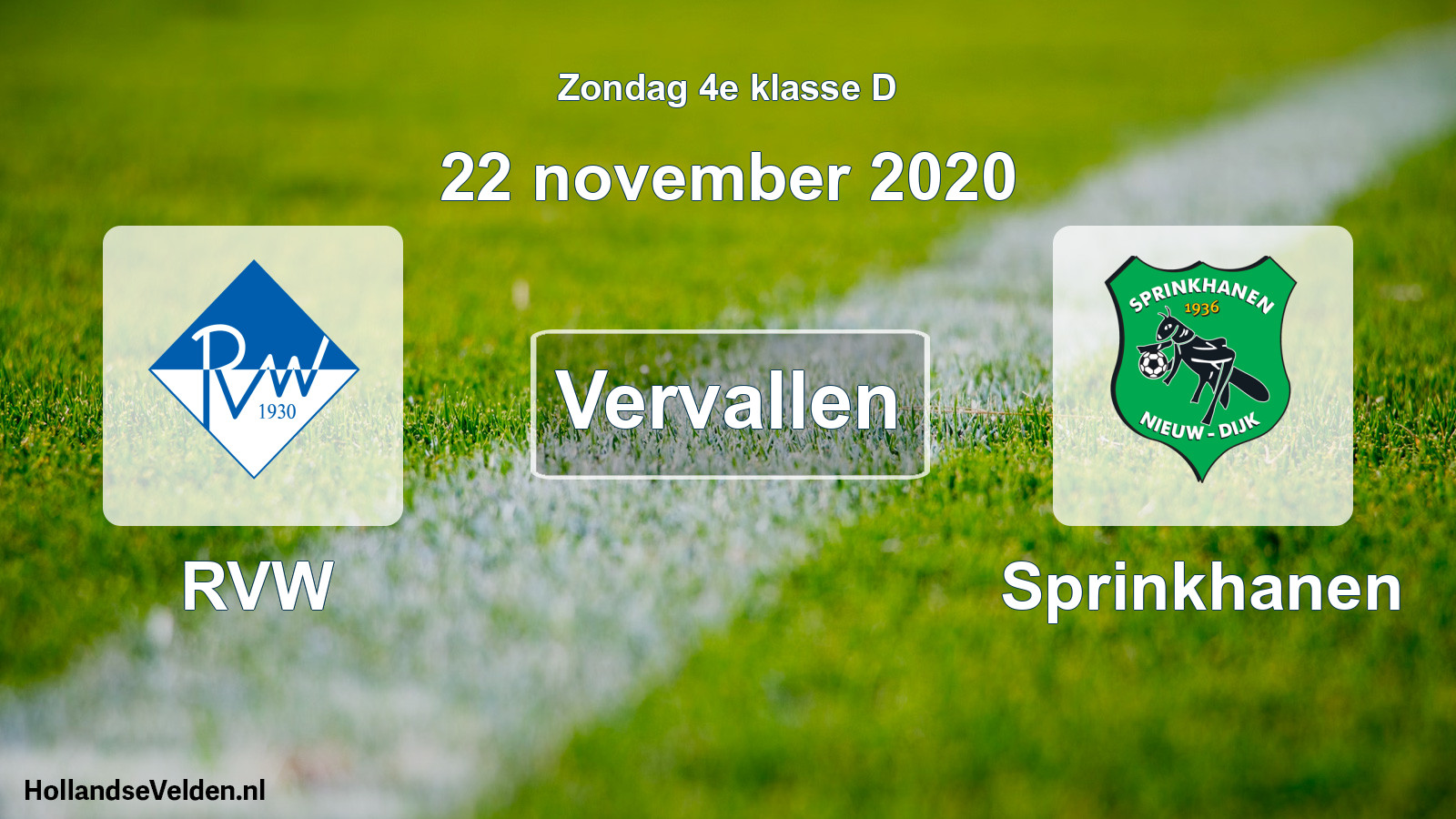 Scheduled Match: RVW - Sprinkhanen (22 November 2020)