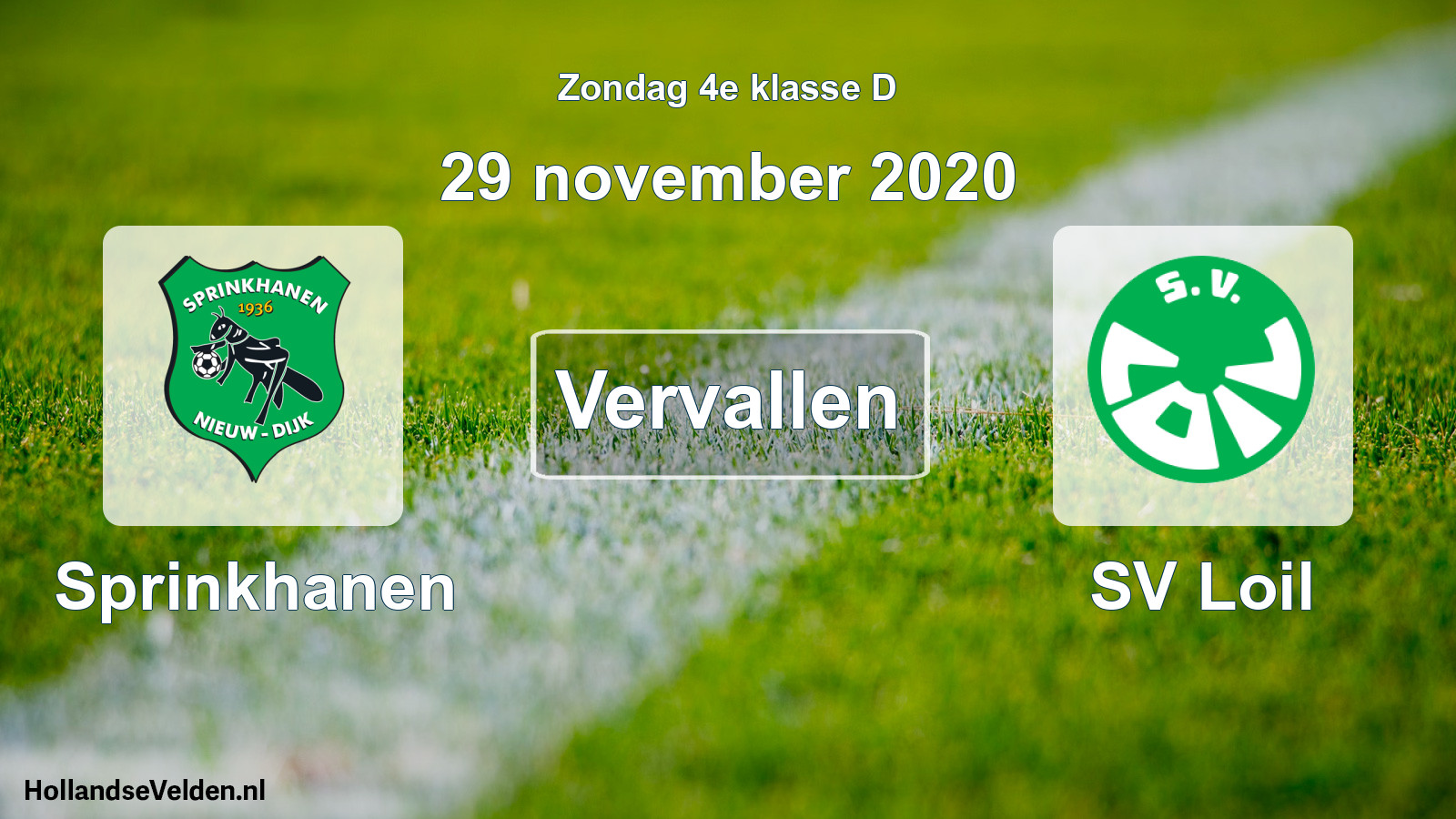 Scheduled Match: Sprinkhanen - SV Loil (29 November 2020)