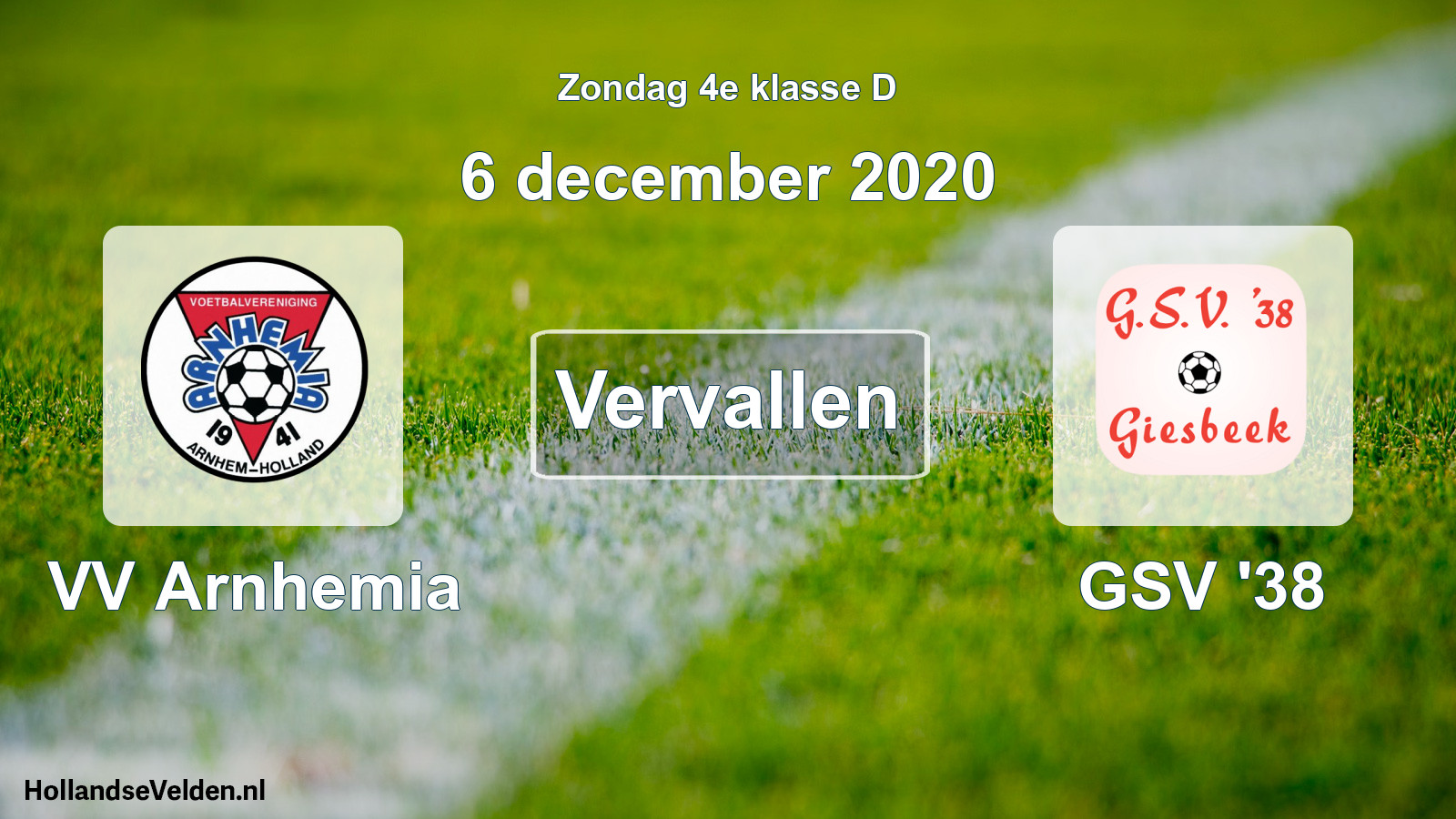 Scheduled Match: VV Arnhemia - GSV '38 (6 December 2020)