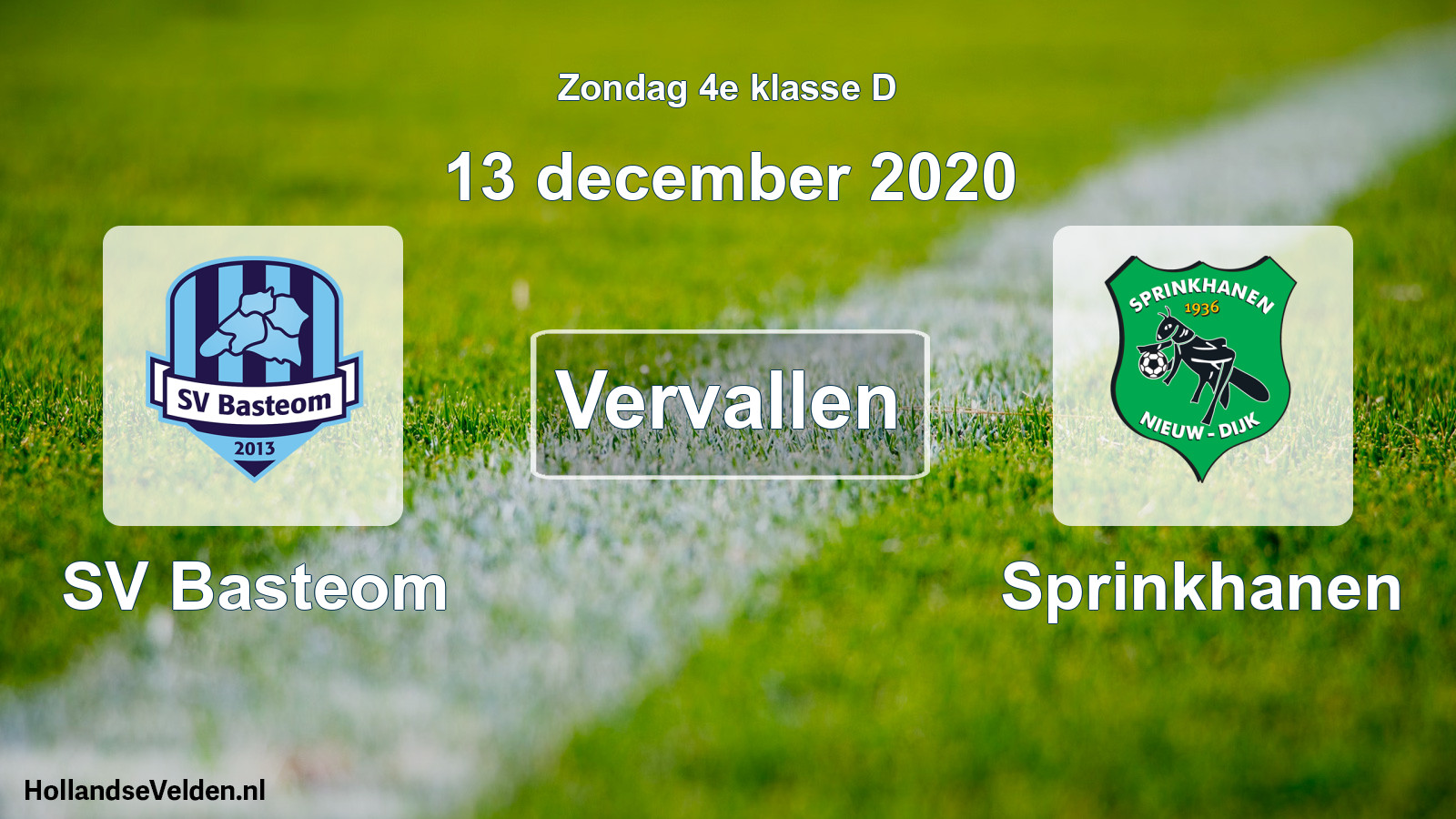 Scheduled Match: SV Basteom - Sprinkhanen (13 December 2020)