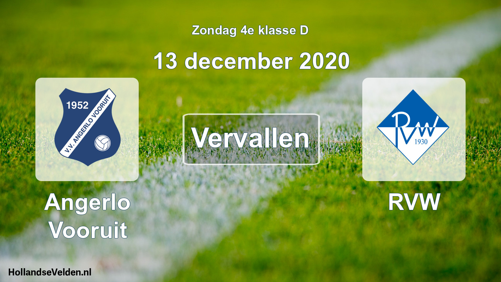 Scheduled Match: Angerlo Vooruit - RVW (13 December 2020)