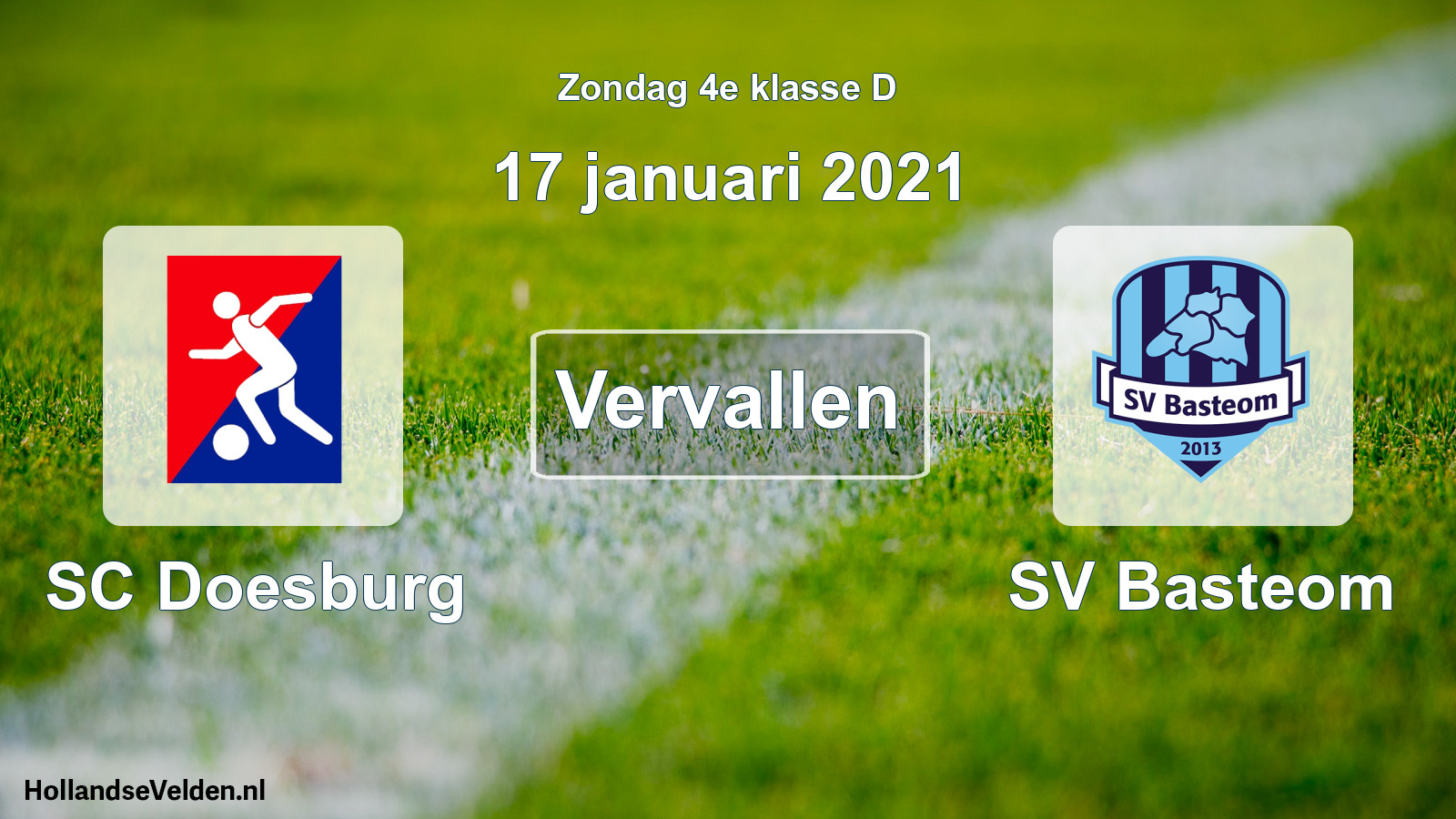 Scheduled Match: SC Doesburg - SV Basteom (17 January 2021)