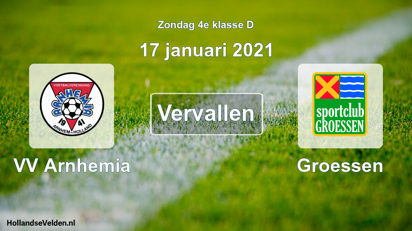 Scheduled Match: VV Arnhemia - Groessen (17 January 2021)